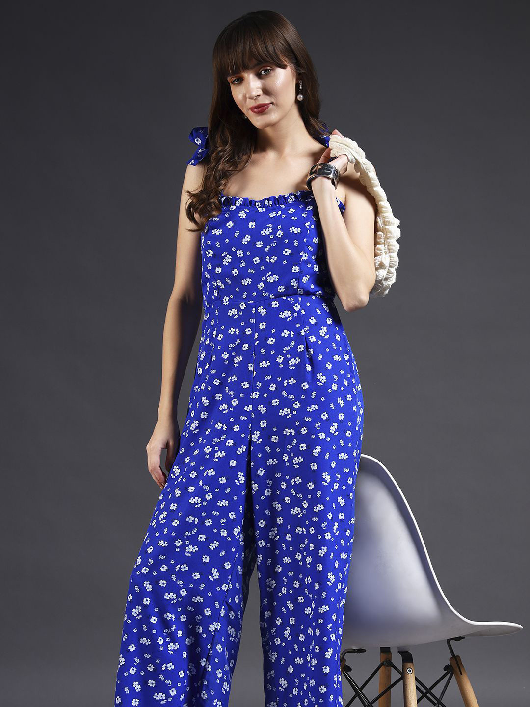 emeros Women Printed Ruffled Sleeveless Basic Jumpsuit