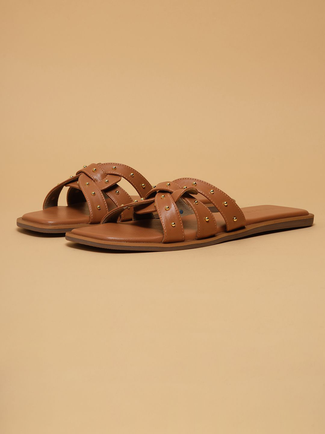 ERIDANI Women Caily Criss-Cross Studded Flats