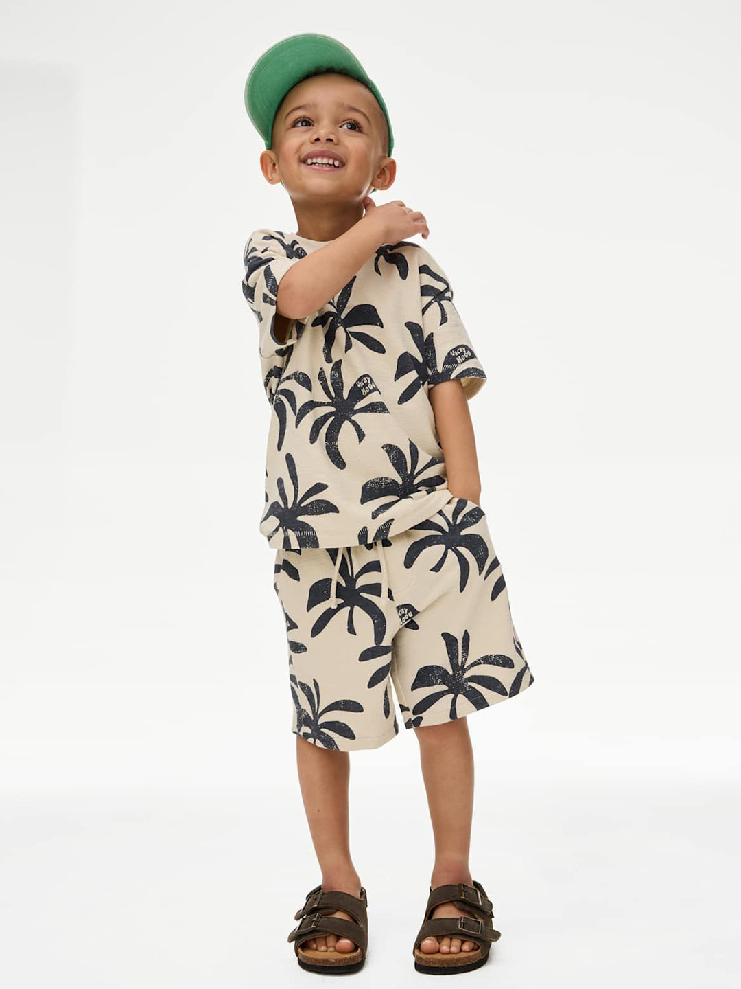 Marks & Spencer Boys Printed Short Sleeves Pure Cotton T-shirt And Shorts