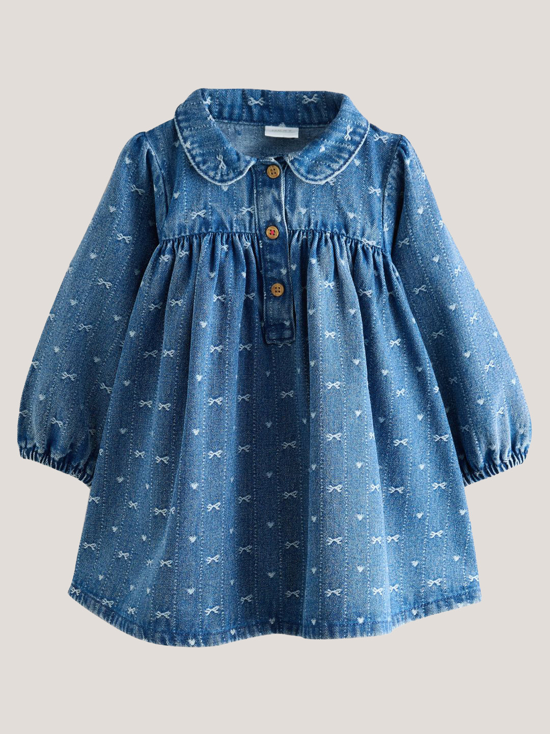 NEXT Girls Ditsy Bow Print Puff Sleeve A-Line Dress