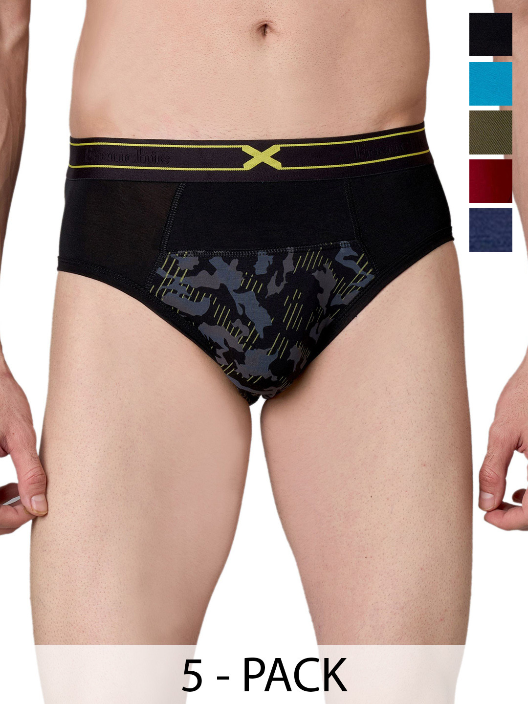 FRENCHIE Pack Of 5 Assorted Printed Basic Briefs FR-MI-BF-SIN-1X5-ASTD-S-PO6