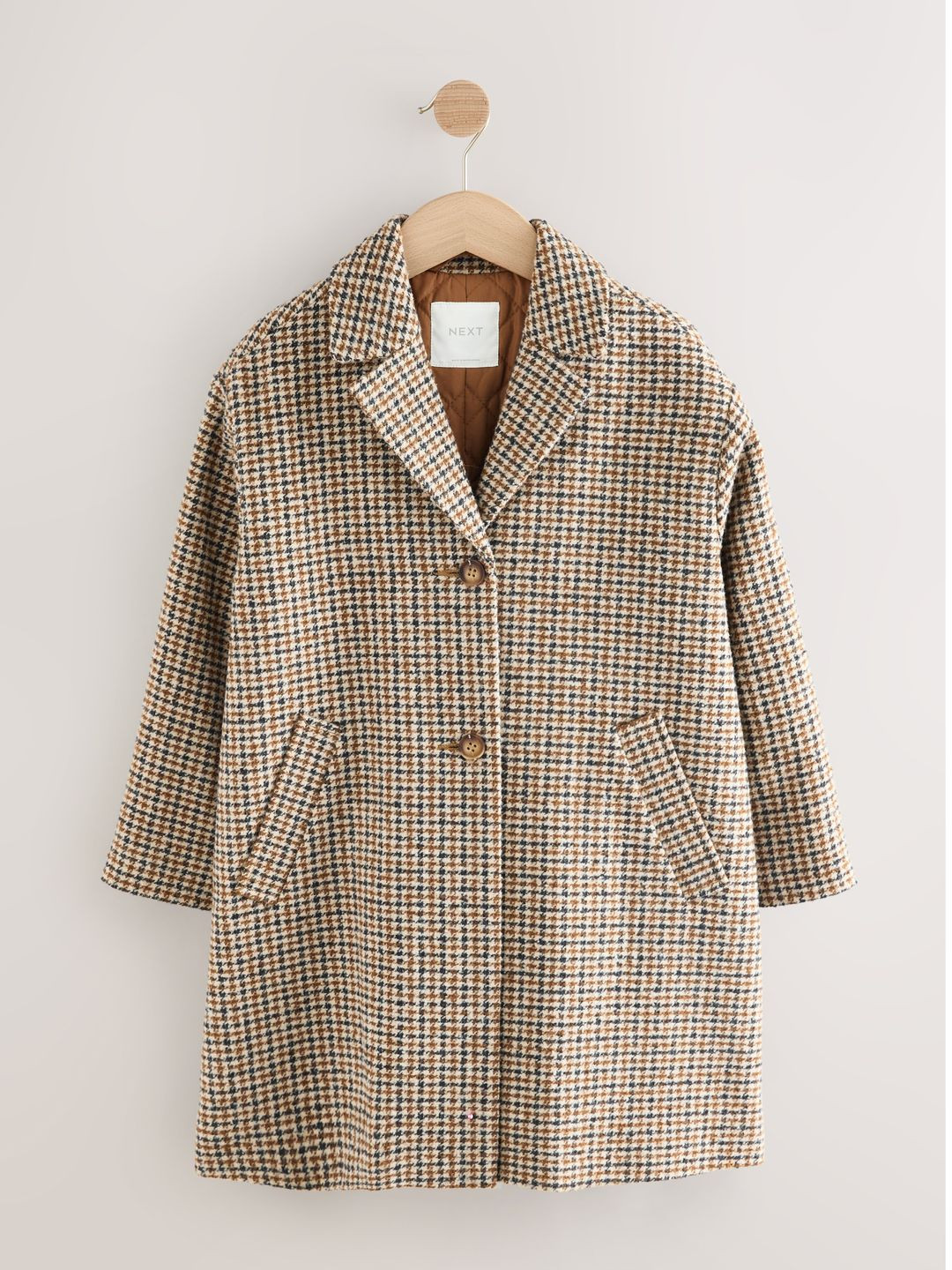 NEXT Girls Houndstooth Checked Overcoat