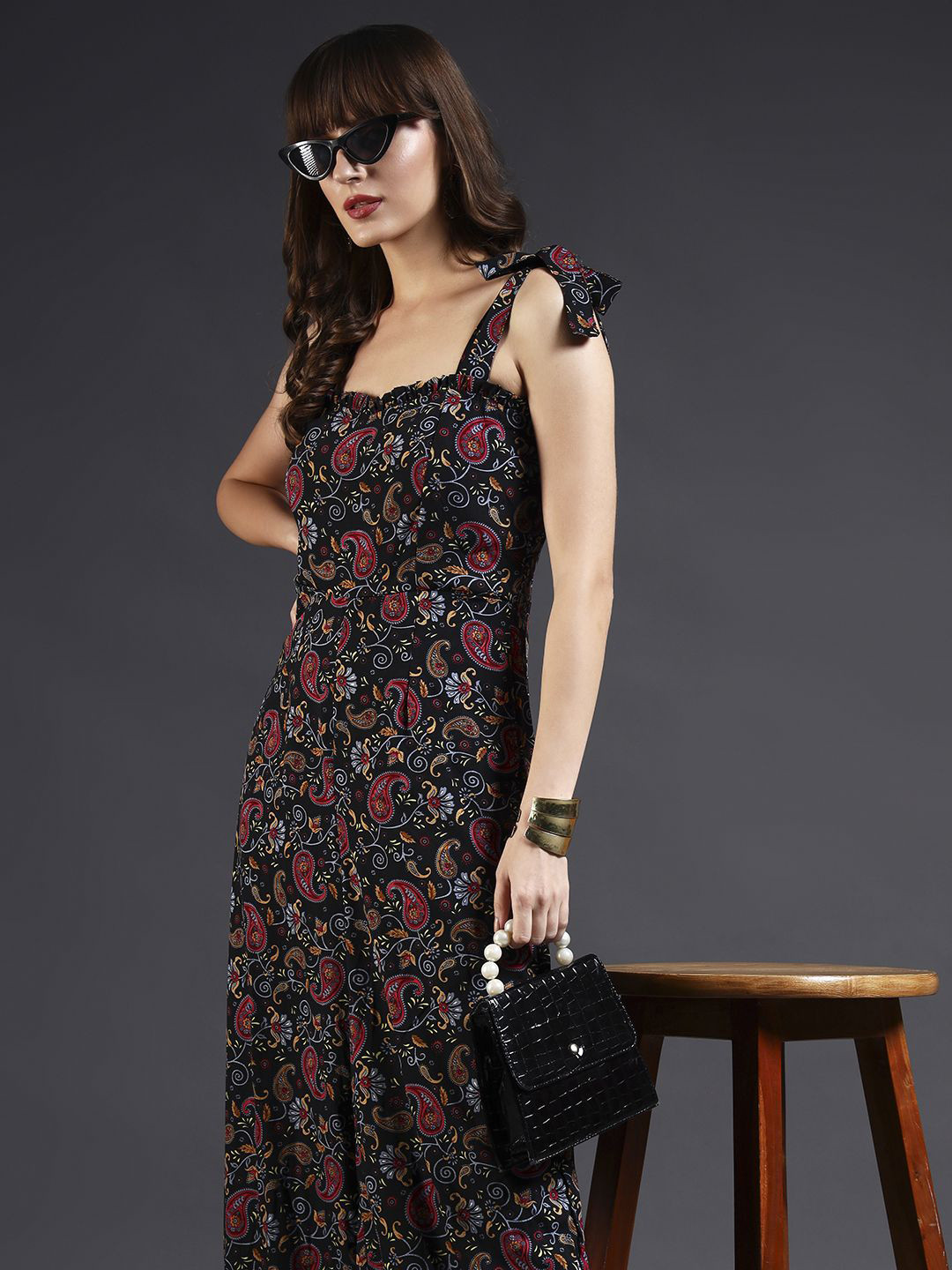emeros Paisley Printed Shoulder Straps Basic Jumpsuit