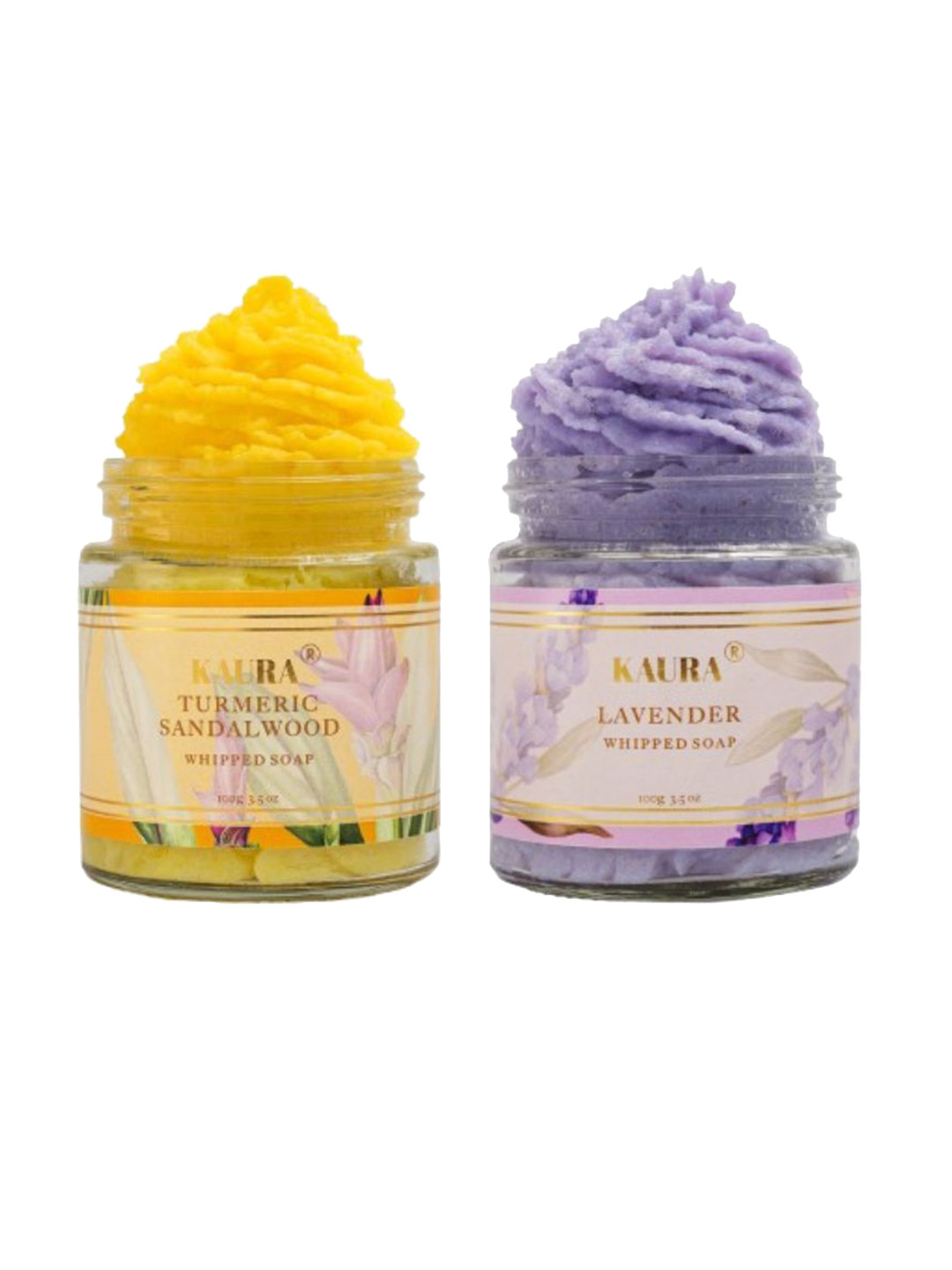 KAURA Set Of 2 Lavender & Turmeric Whipped Soap- 120 g Each