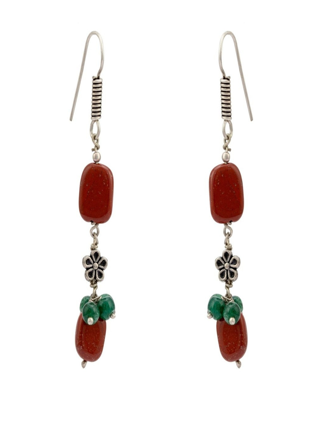 Shrim jewels Artificial Beaded Geometric Shape Oxidised Drop Earrings