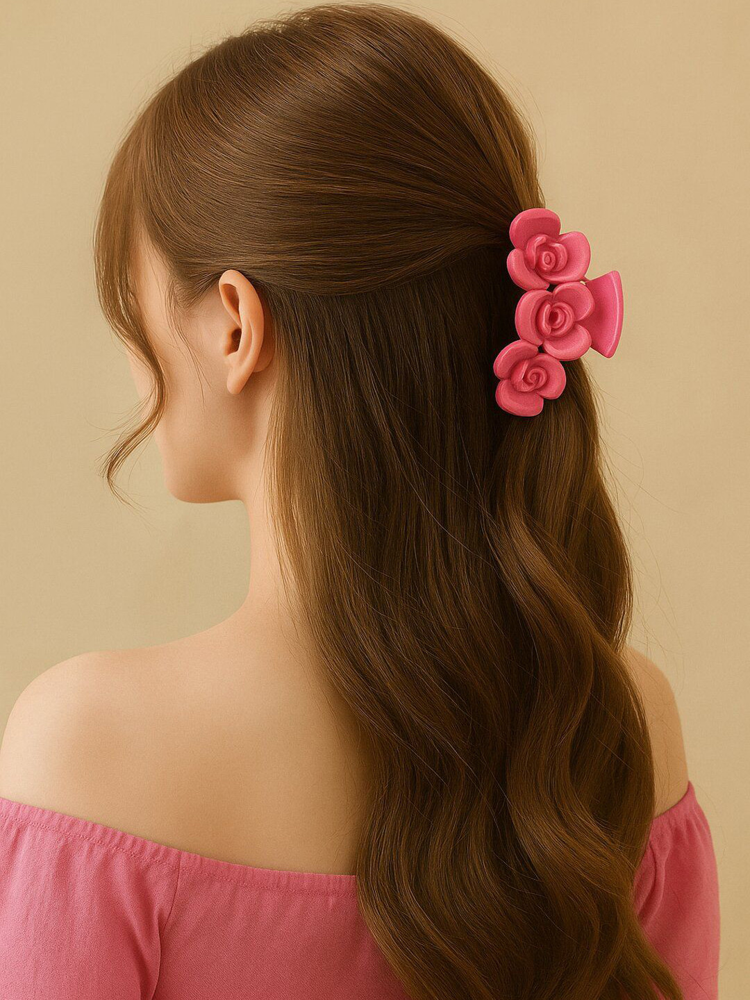 Haute Handles Women Rose Design Claw Clip