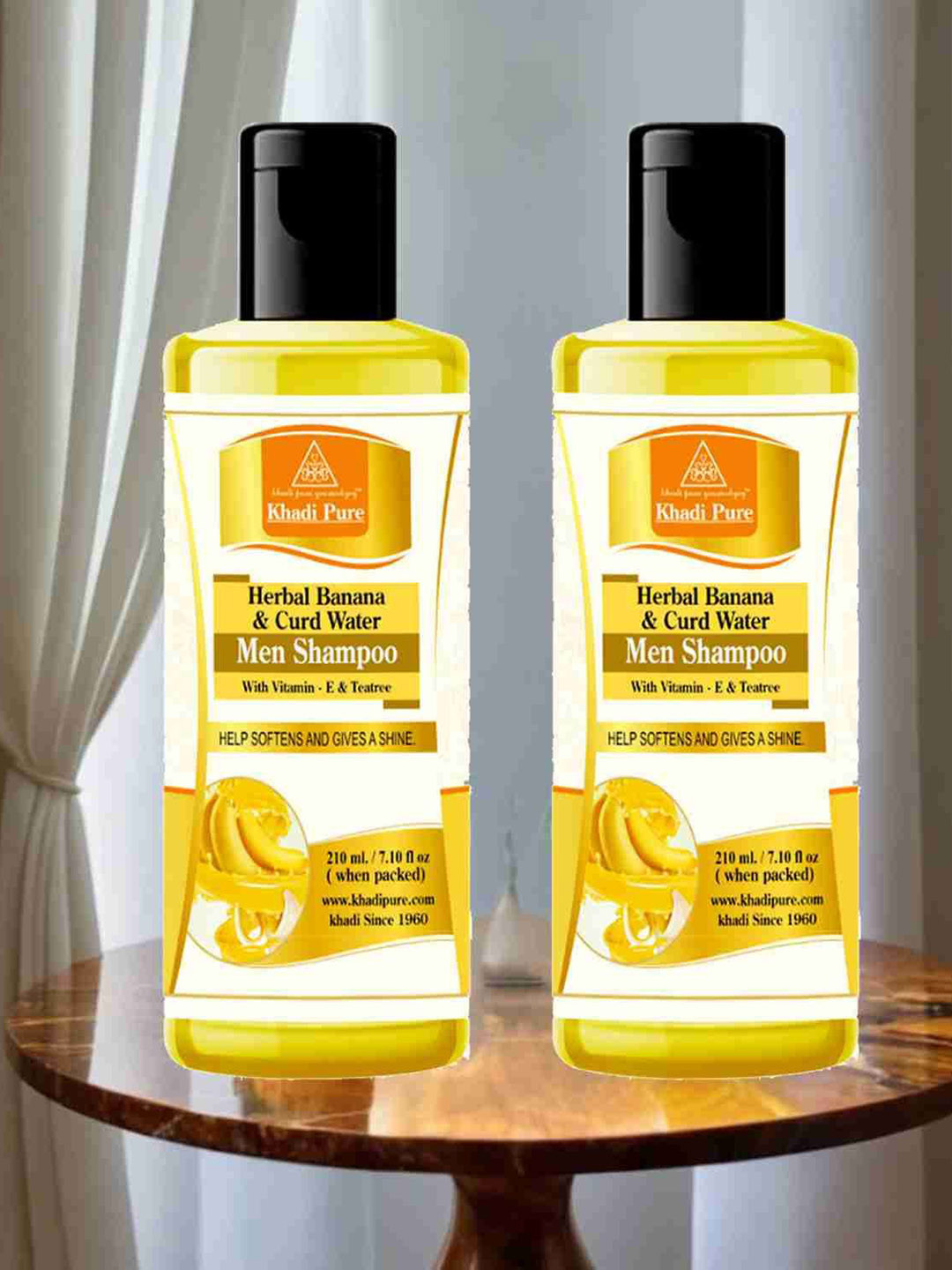 Khadi Pure Set Of 2 Herbal Banana & Curd Water Shampoo - 210 ml Each