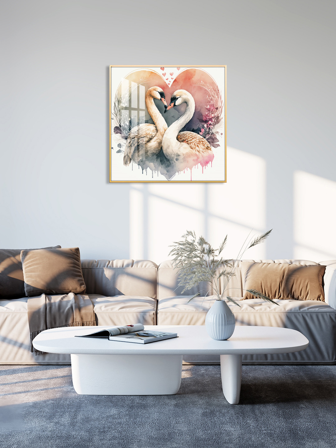 THE NEXT DECOR Loving Swarn Harmony Glass Finish Square Wall Art