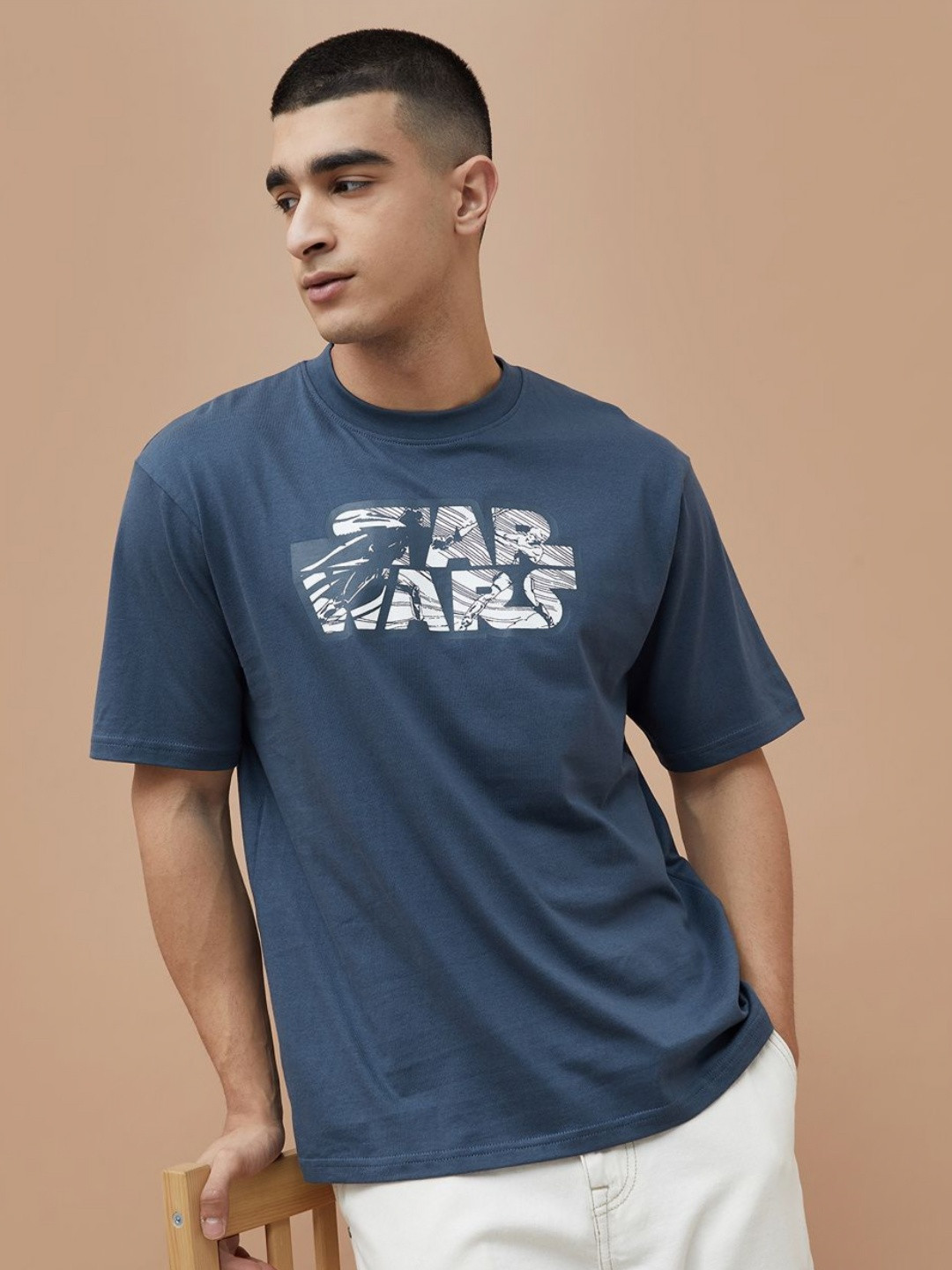 Fame Forever by Lifestyle Star Wars Graphic Printed Drop-Shoulder Sleeves Cotton T-shirt