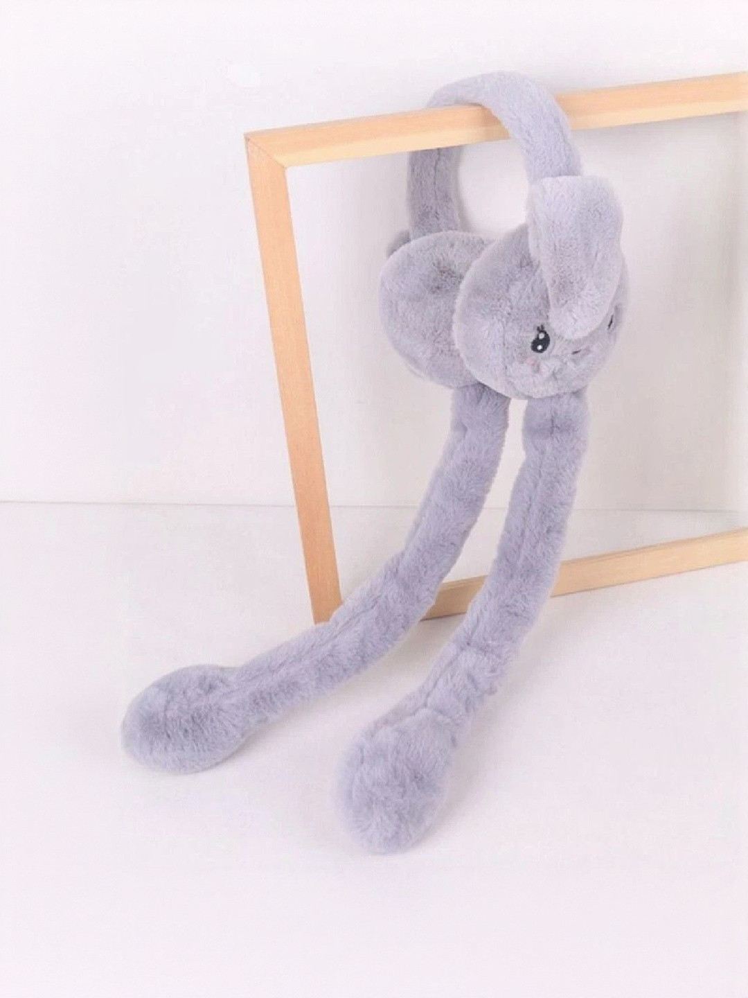 TOMKOT Women Grey Woolen Chill Wrap Rabbit Ears Earmuff