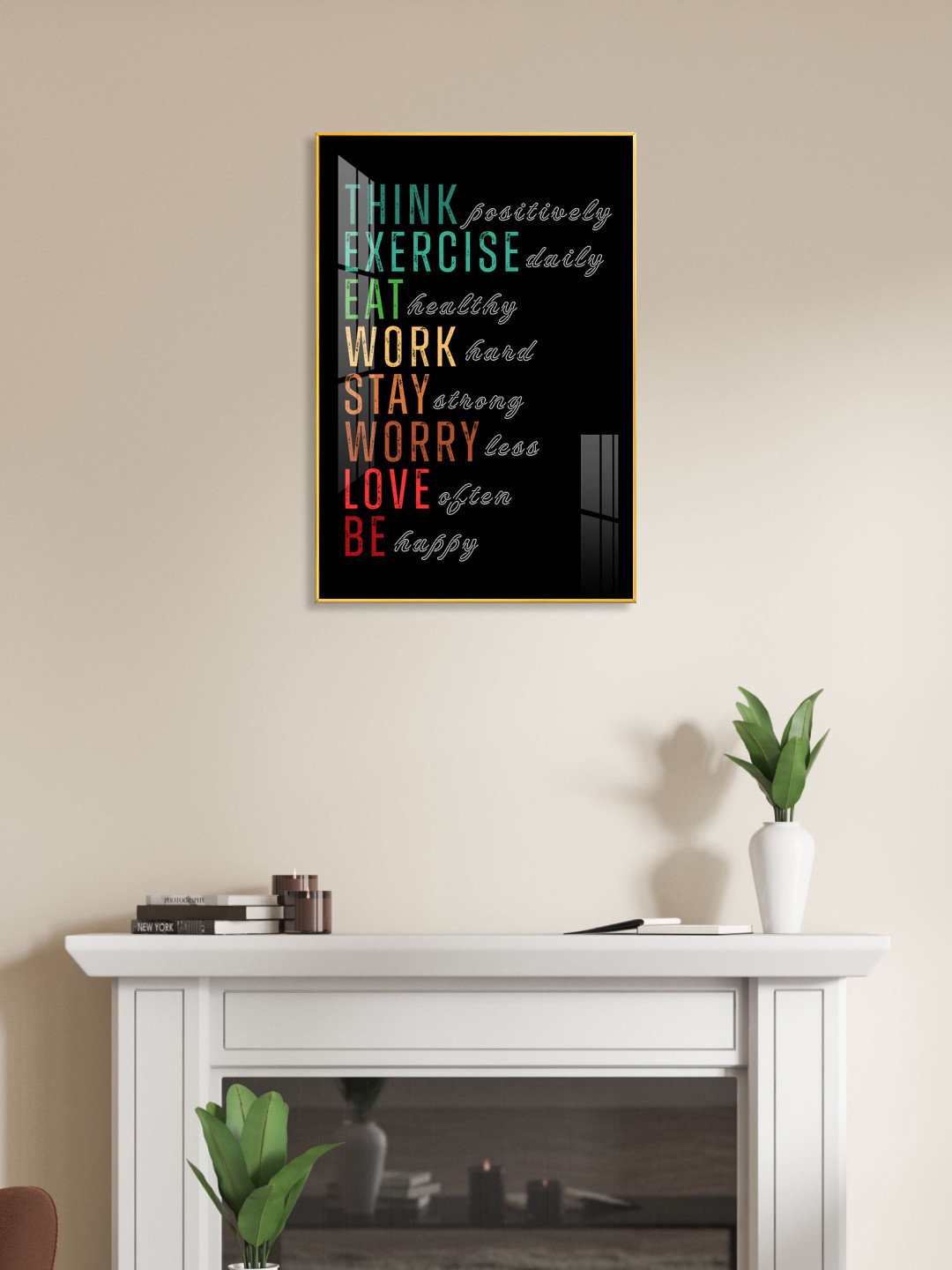 THE NEXT DECOR Black & Red Work-Life Balance Glass Finish Vertical Wall Art
