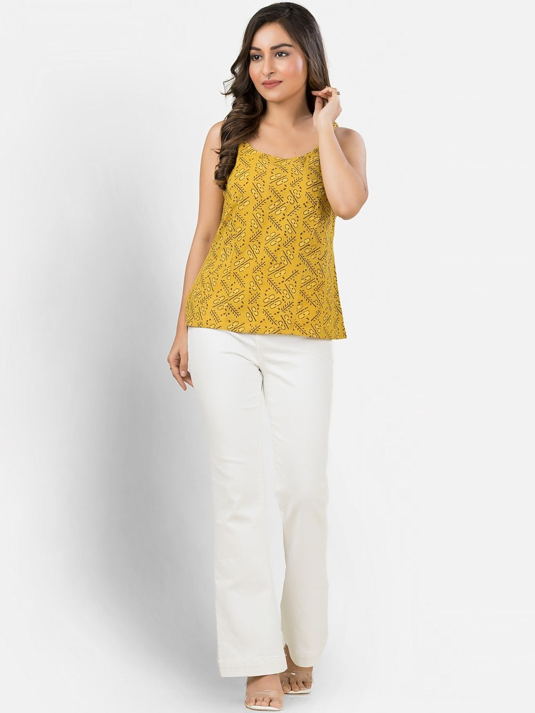 Crazy Needle Women Ethnic Motifs Printed Scoop Neck Cotton Top