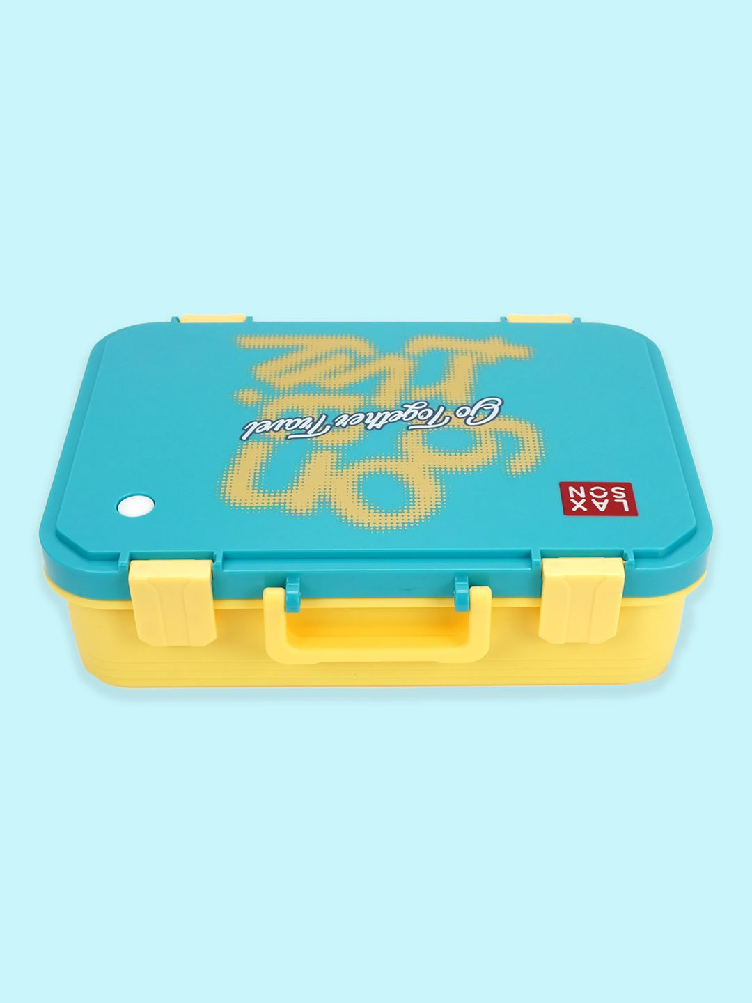 Little Surprise Box LLP Teal & Yellow Travel Theme Printed Stainless SteelLunch Box