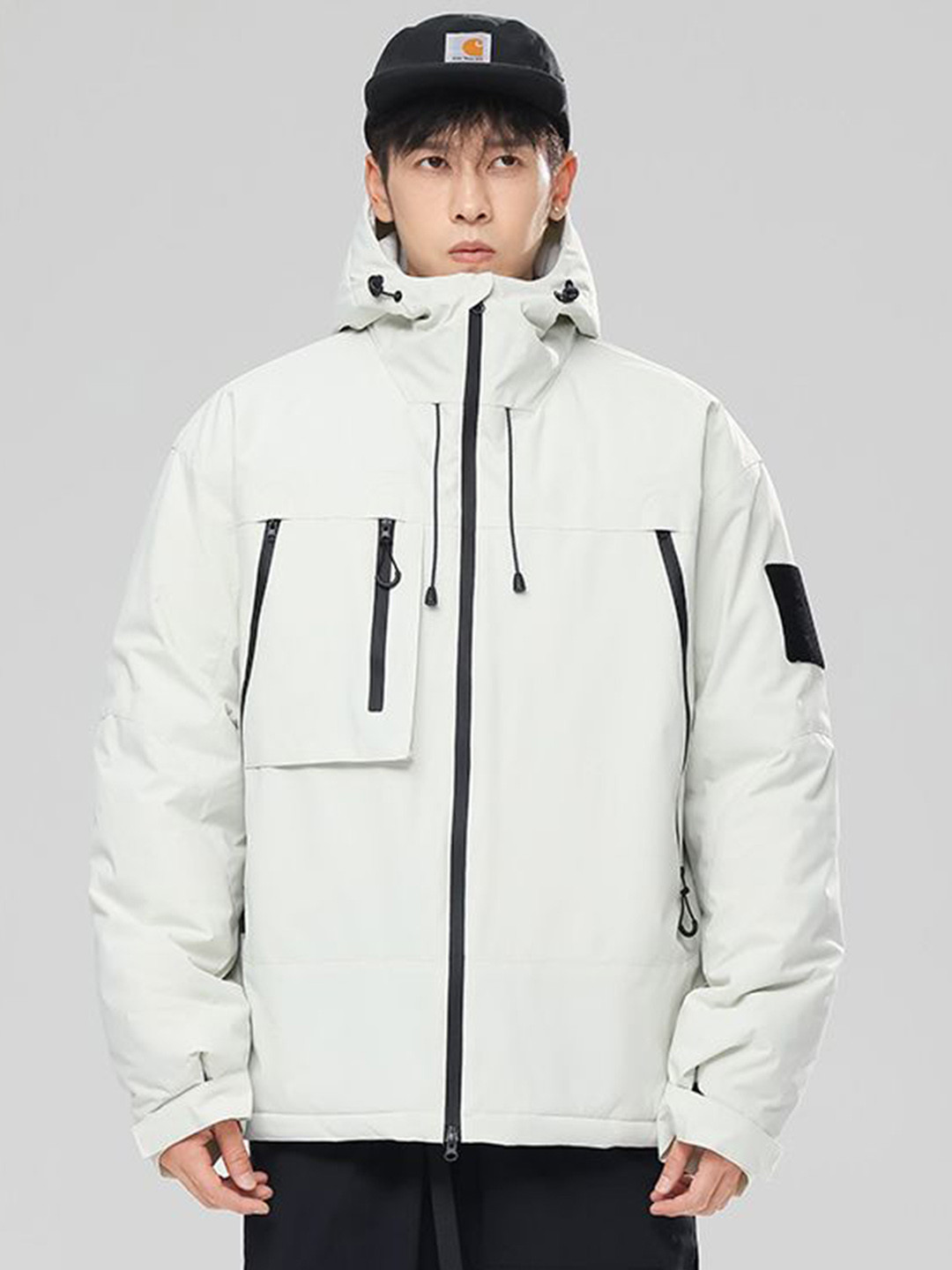 Off White Solid Insulator Padded Jacket with Hood