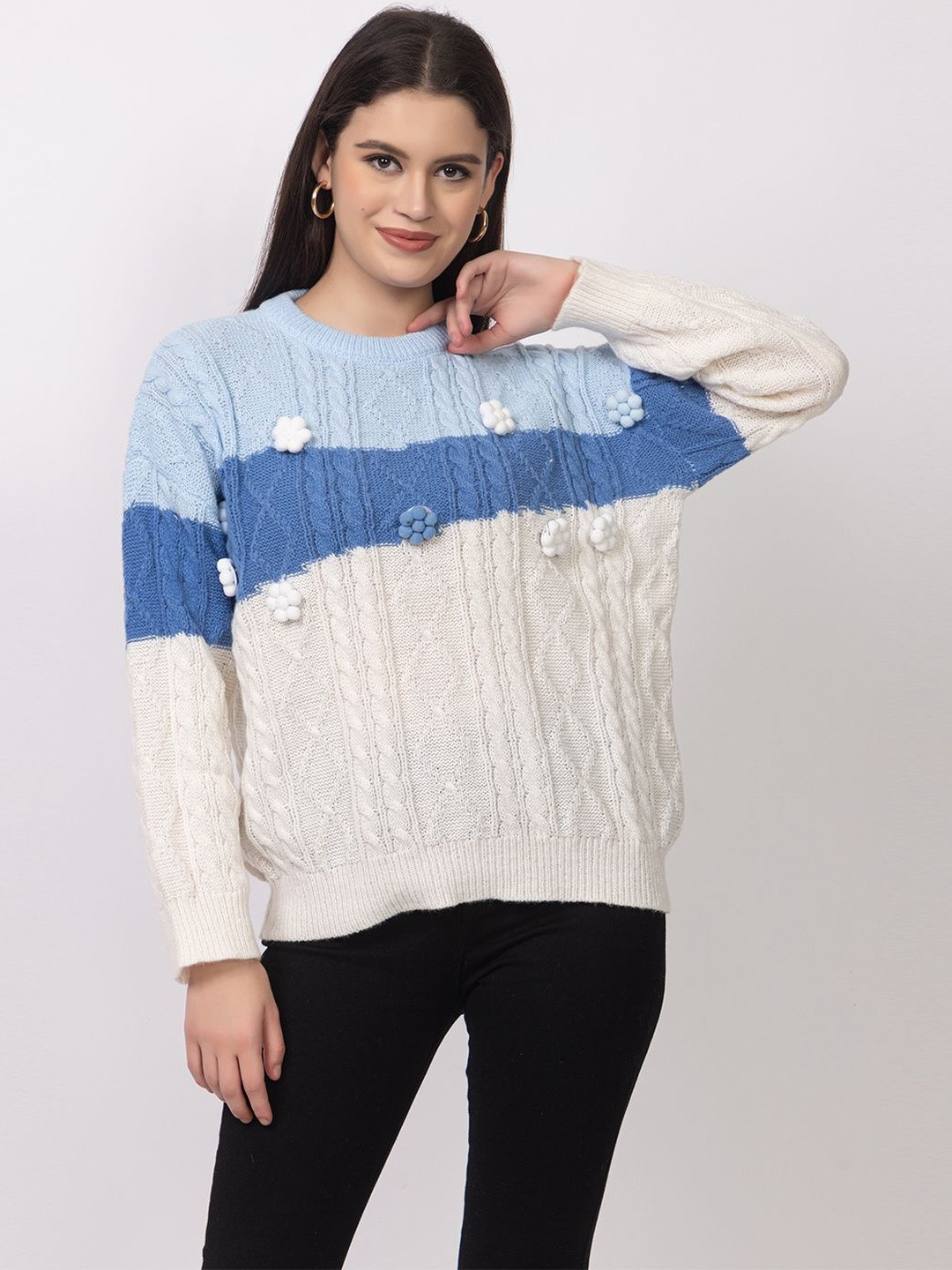 DressBerry Women Woollen Self Design Winter Pullover Sweater