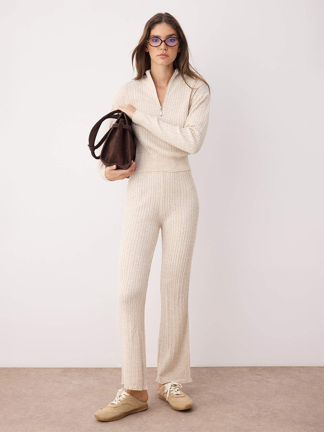 Trendyol Shirt Collar Sweatshirt & Trousers Clothing Set