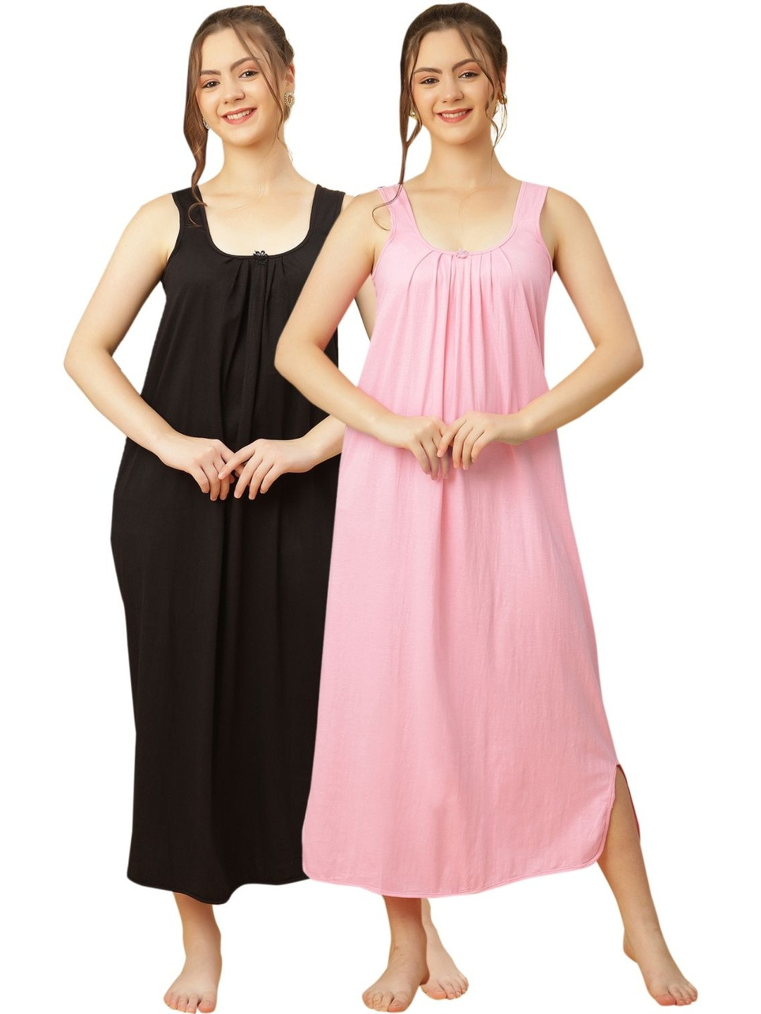 GANIX FASHION THAT DEFINE YOU Women Pure Cotton Maxi Nightdress
