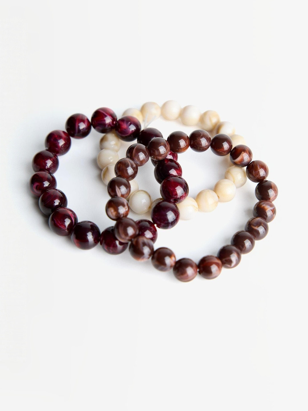 Bershka 3-Pack Of Beaded Elastic Bracelets