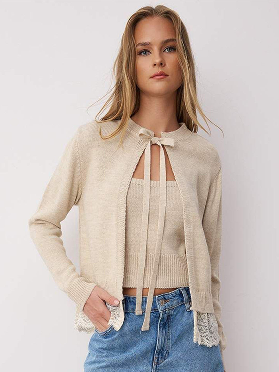 Trendyol Women Lace Inserts Cardigan