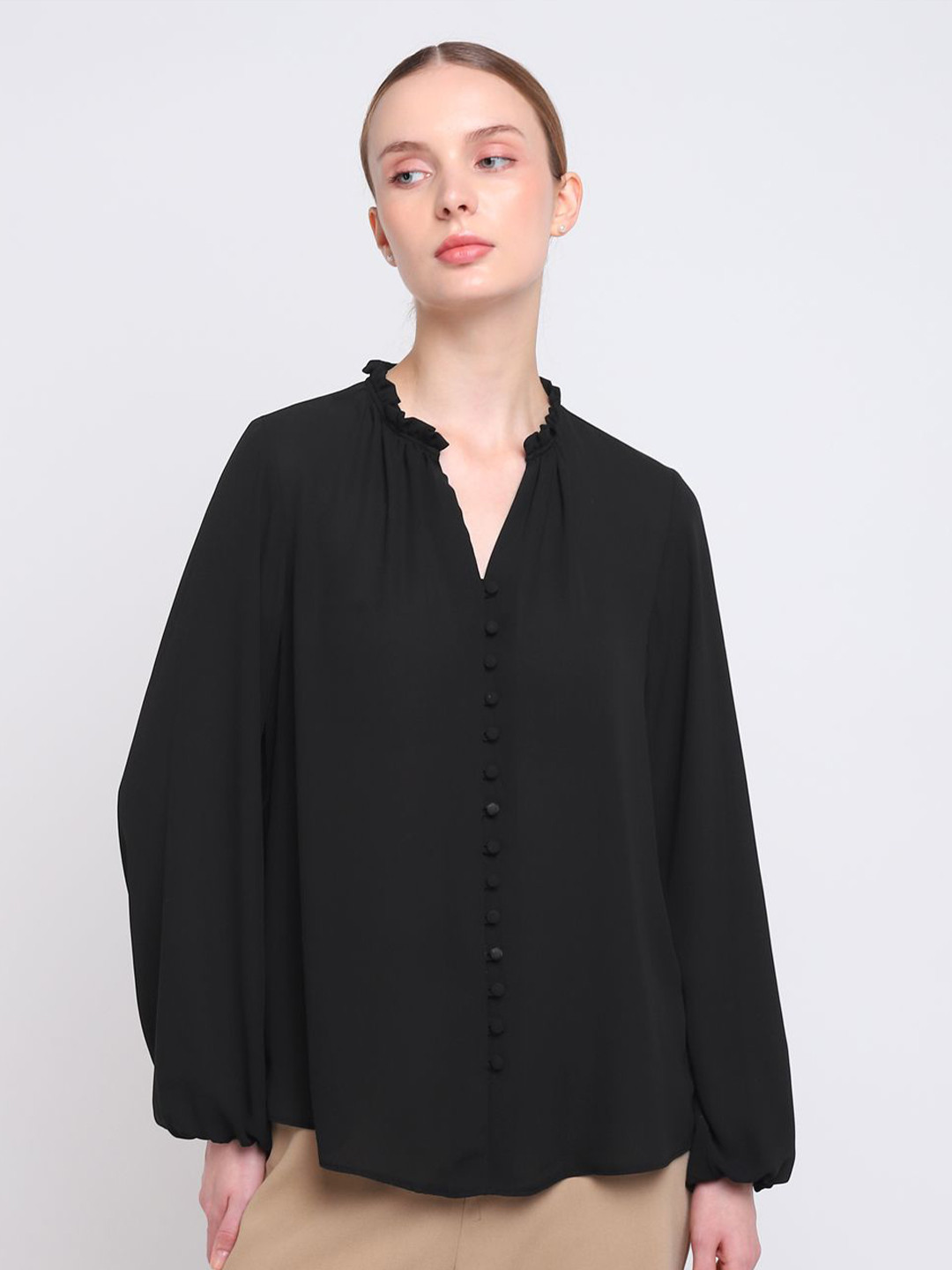 COVER STORY Collarless Regular Fit Formal Shirt