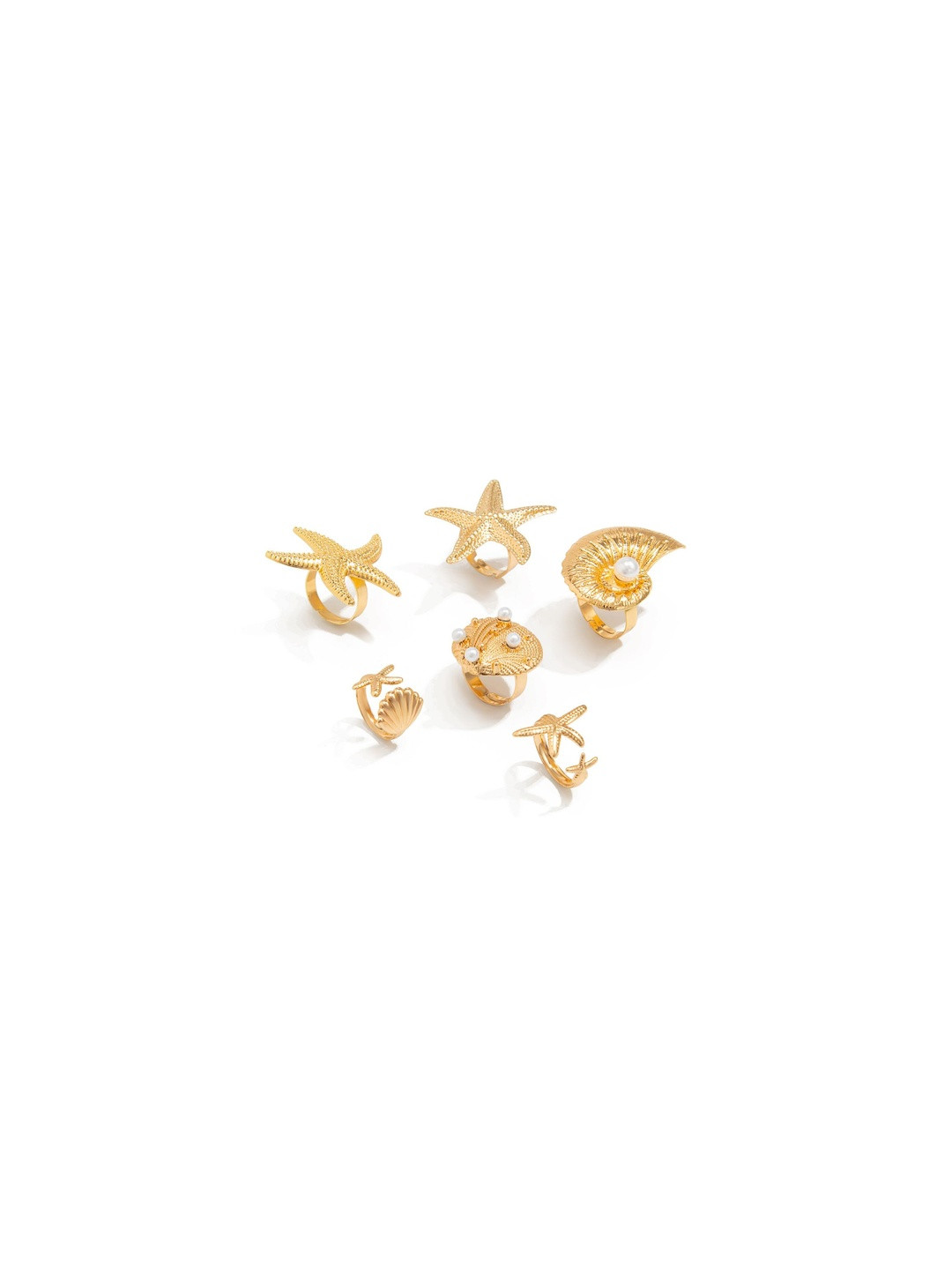 StyleCast x Revolte Women Set Of 6 Gold-Plated Finger Rings
