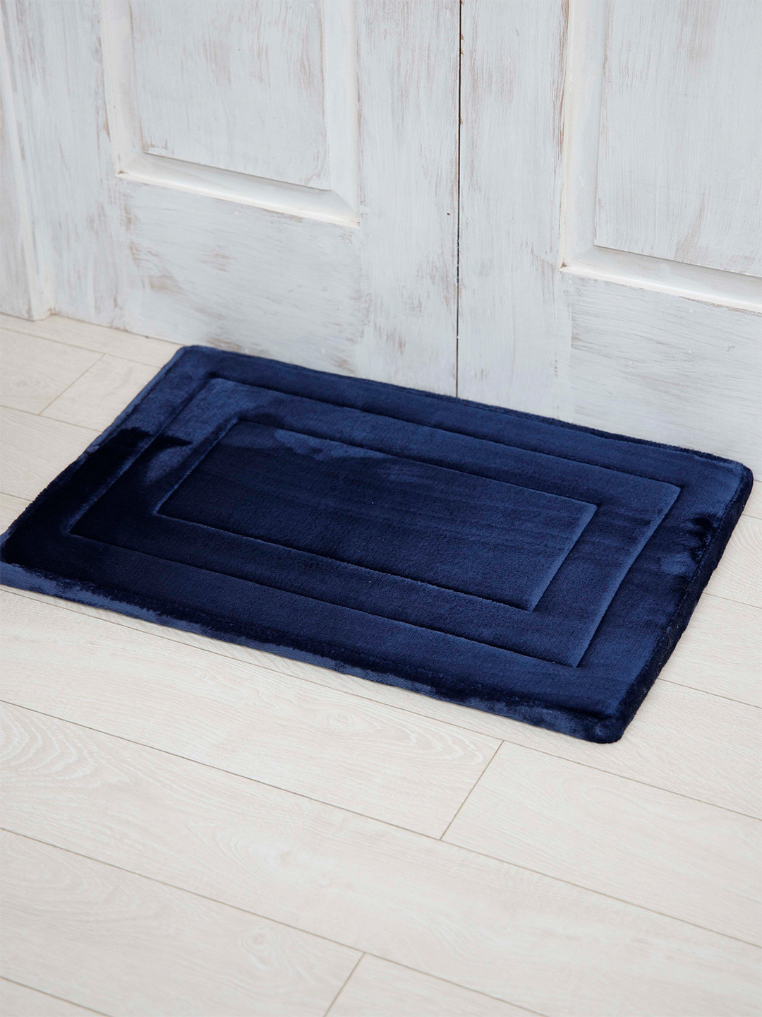 Ariana Navy Blue Textured Anti-Skid 2000GSM Design Bath Rug