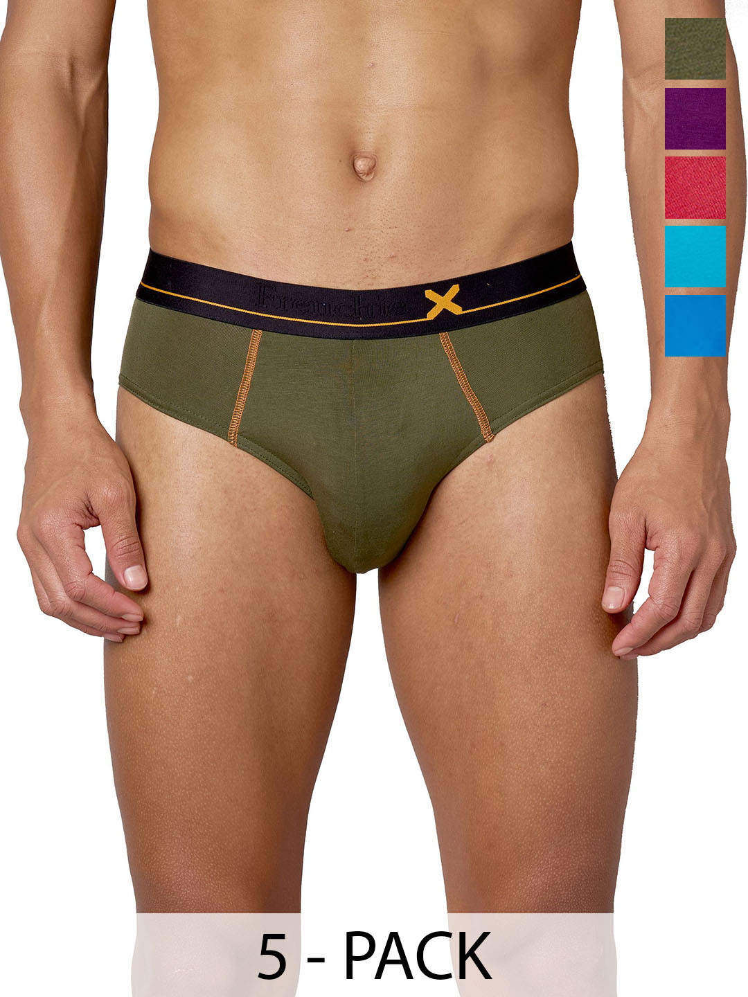 FRENCHIE Men Pack Of 5 Assorted Basic Briefs FR-MI-BF-DRIP-1X5-ASTD-S-PO6