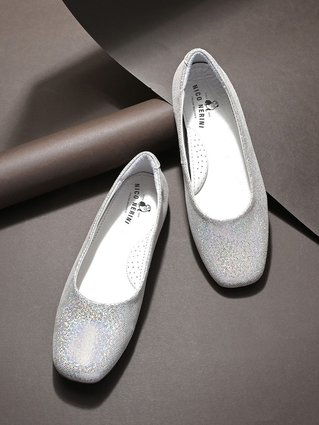 NICO NERINI Glittering Leather Ballerinas