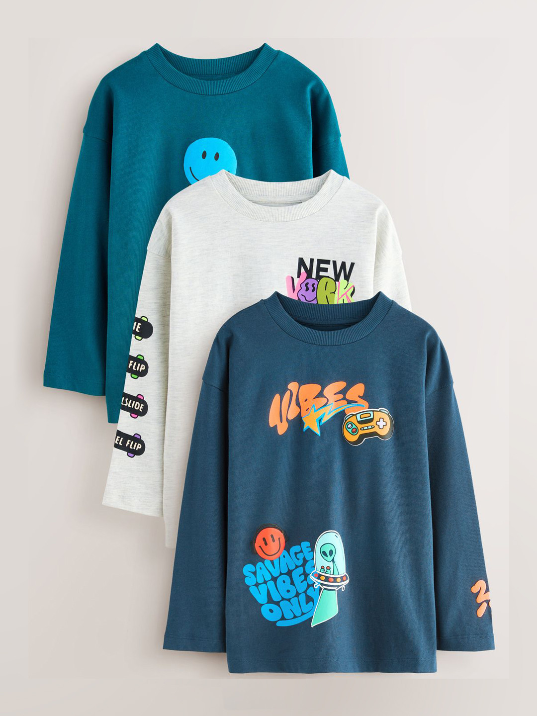 NEXT Boys Pack of 3 Printed T-shirts
