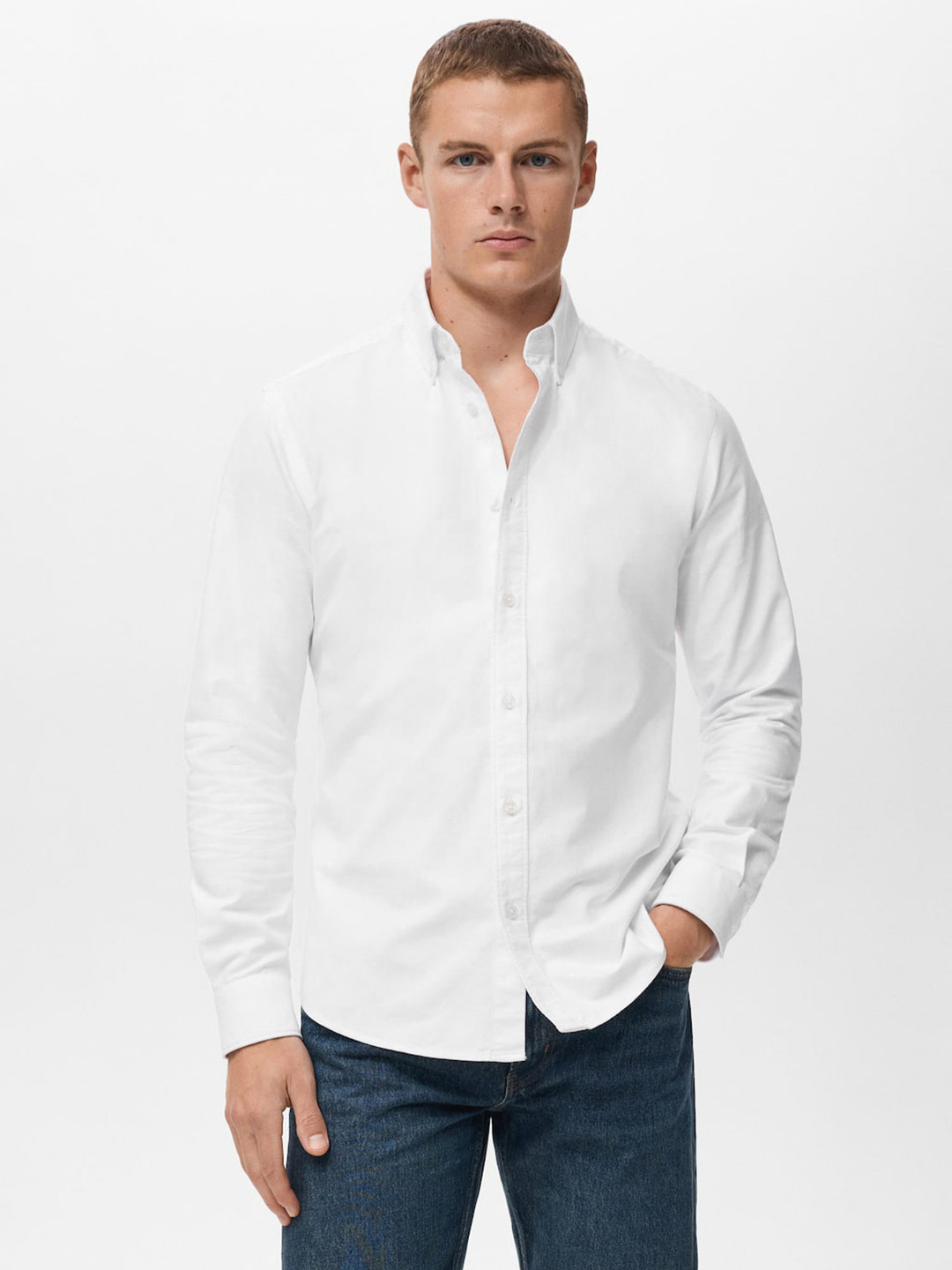 MANGO MAN Pure Cotton Oxford Weave Shirt