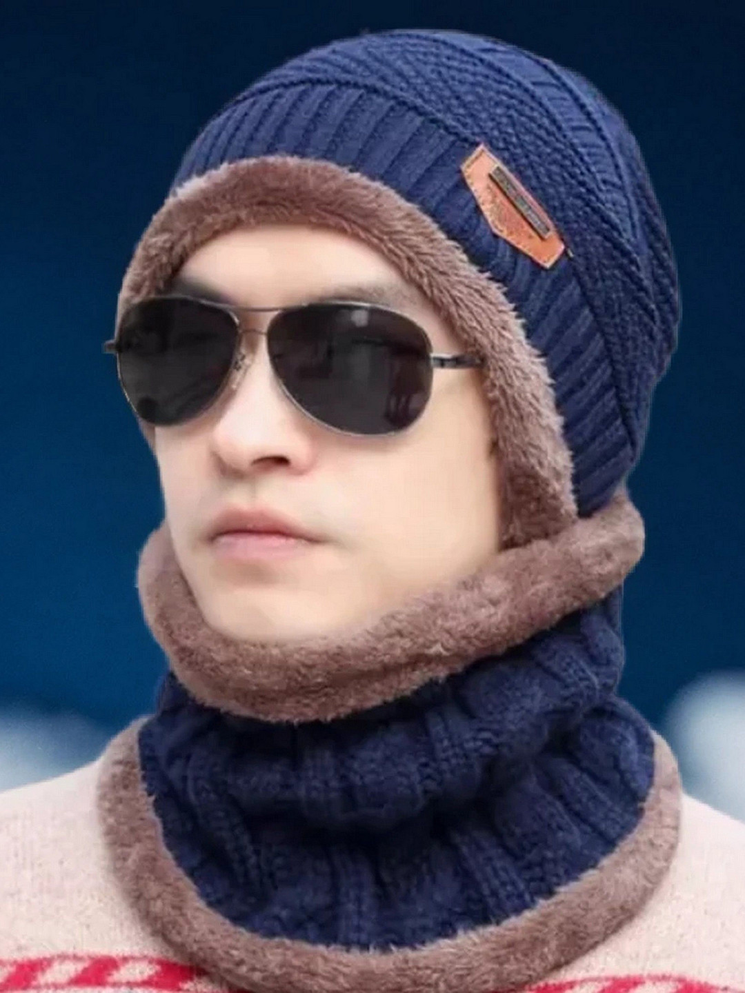 Infispace Unisex Beanie Knitted Cap With Neck Warmer