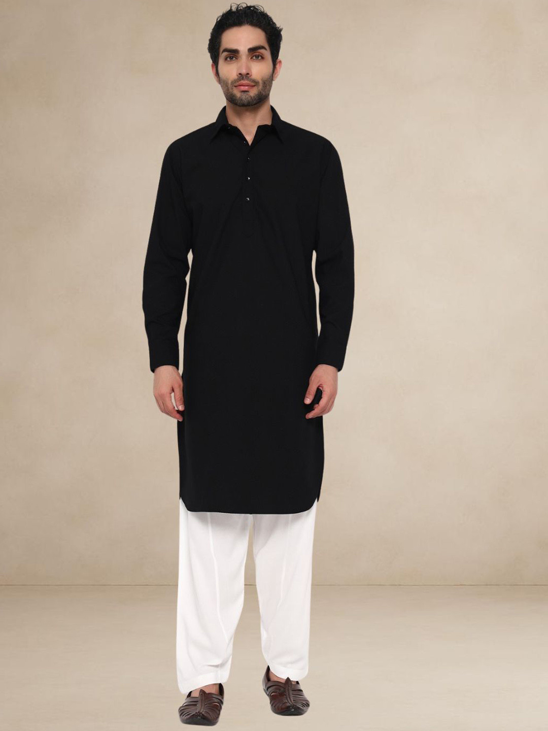 BETTINO Men Textured Button Up Pathani Kurta with Payjama