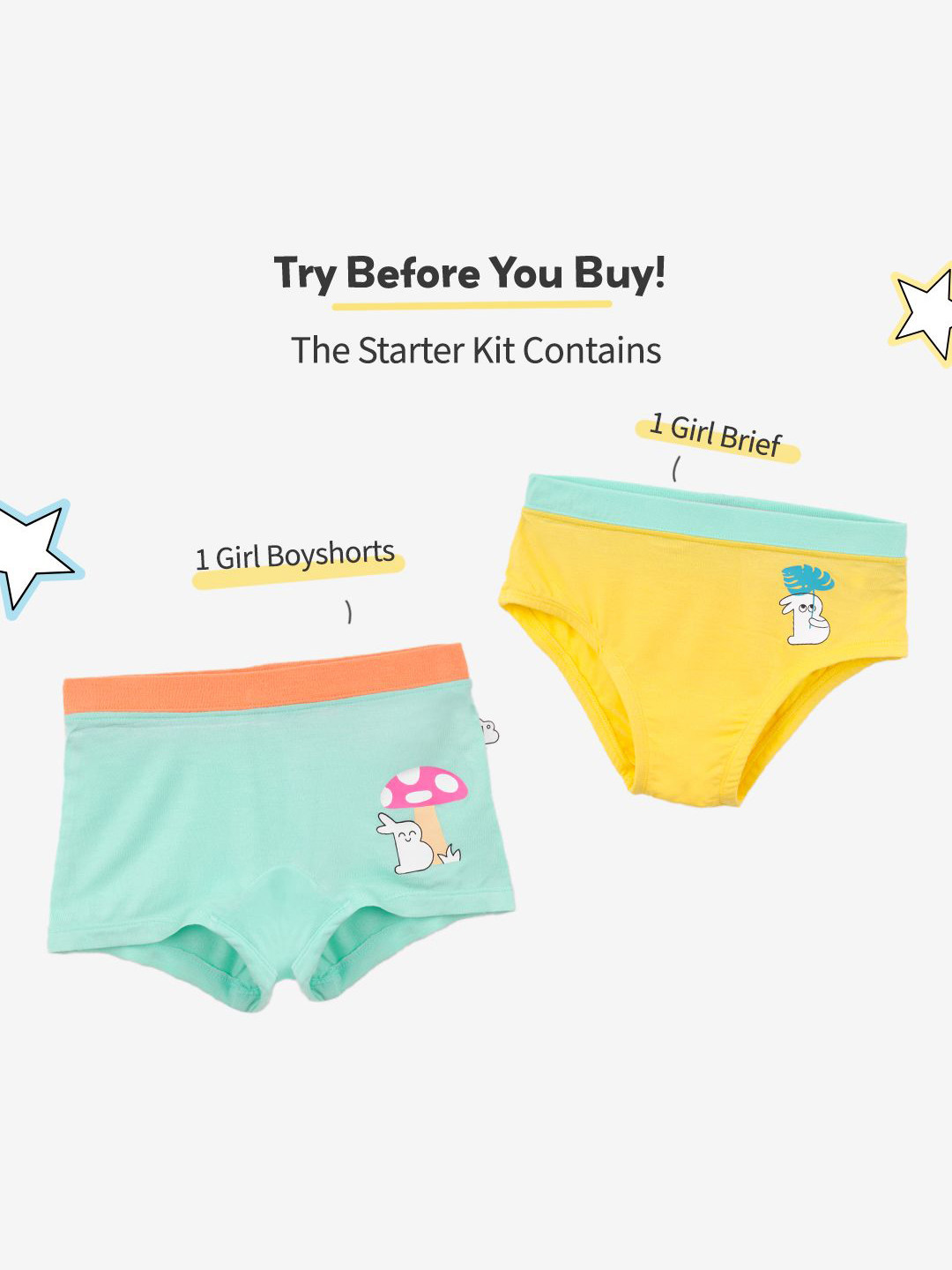 SuperBottoms Girls Pack Of 2 Assorted Basic Briefs & Trunks UND-G-BSNL-BRNM-8-10Y-2P