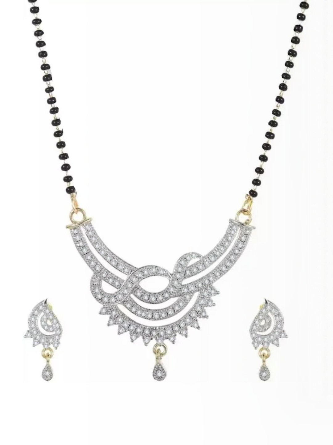 Cristal Craft Silver Alloy Artificial Stones Mangalsutra