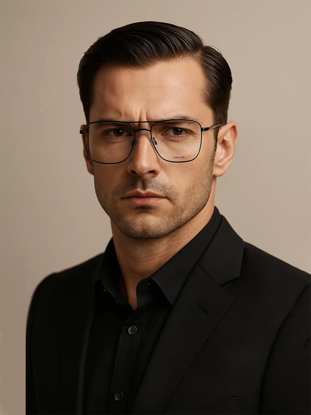 Police Men Black Full Rim Square Frames VPL766K54531FR