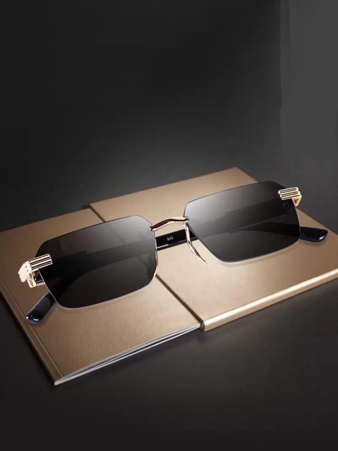 HIPE Upstox Men UV Protected Rectangle Sunglasses UpstoxGoldBlack1