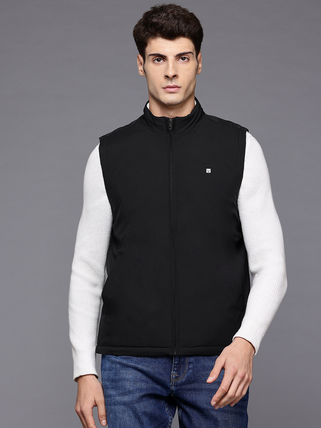Allen Solly Mock Collar Gilet Jacket with Toggled Hem