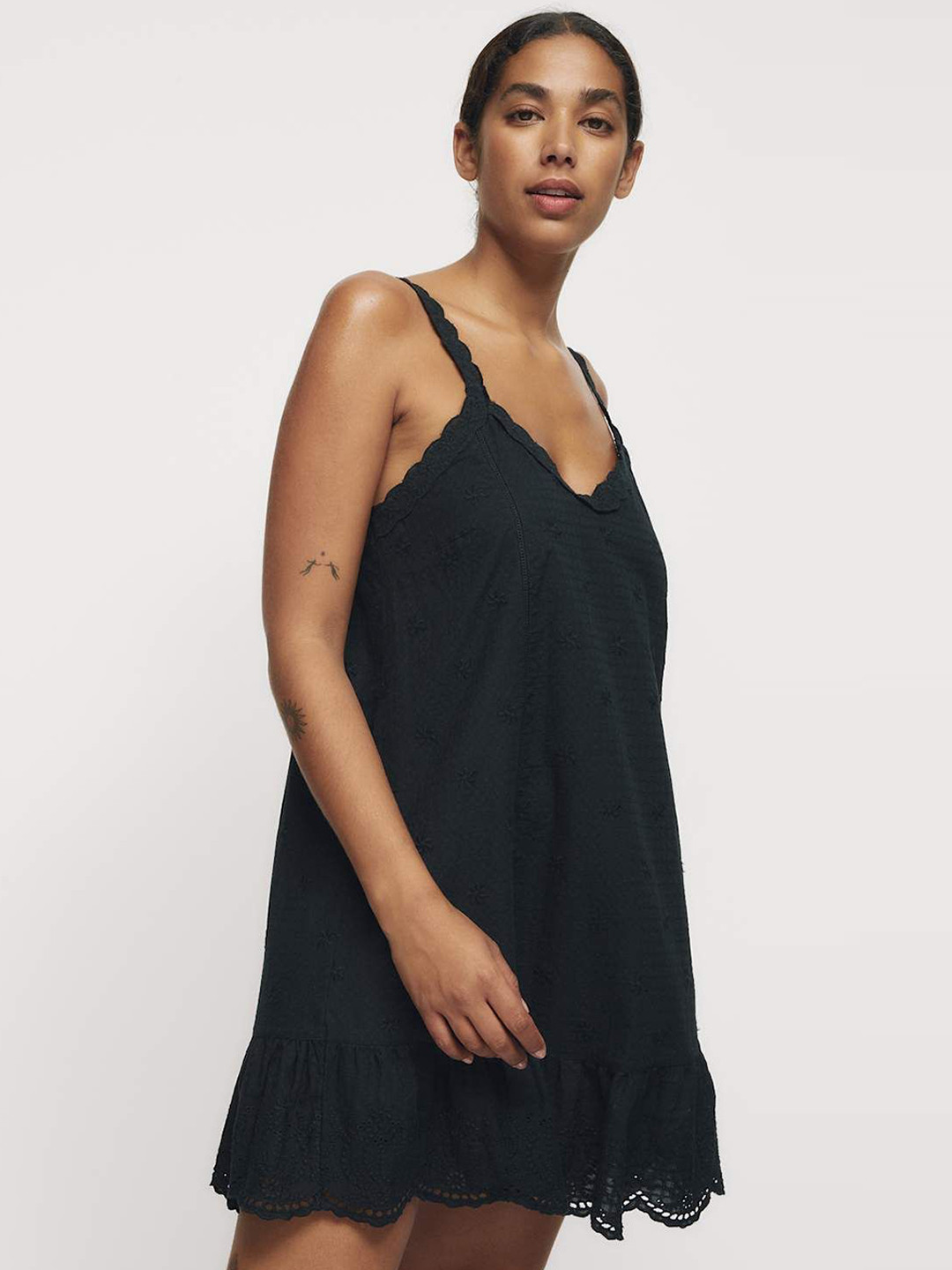 Marks & Spencer Women Pure Cotton Broderie Chemise Nightdress
