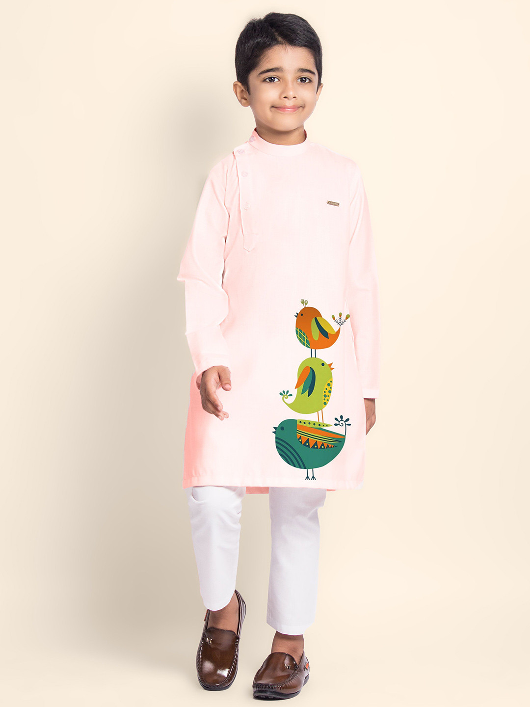 DEVOILER Boys Animal Printed Festive Cotton Straight Kurta