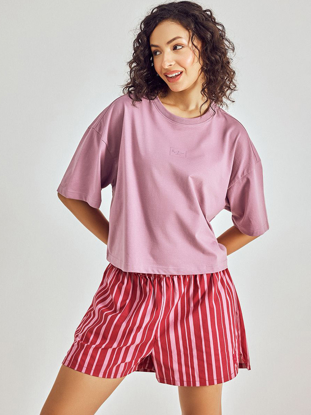 Pepe Jeans Round Neck Pure Cotton T-shirt & Shorts Night Suit