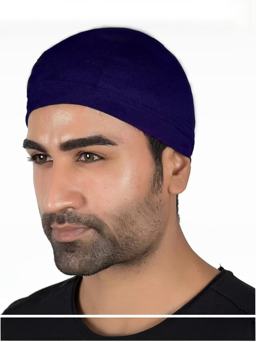Navkar Crafts Blue Solid Polyester Beanie