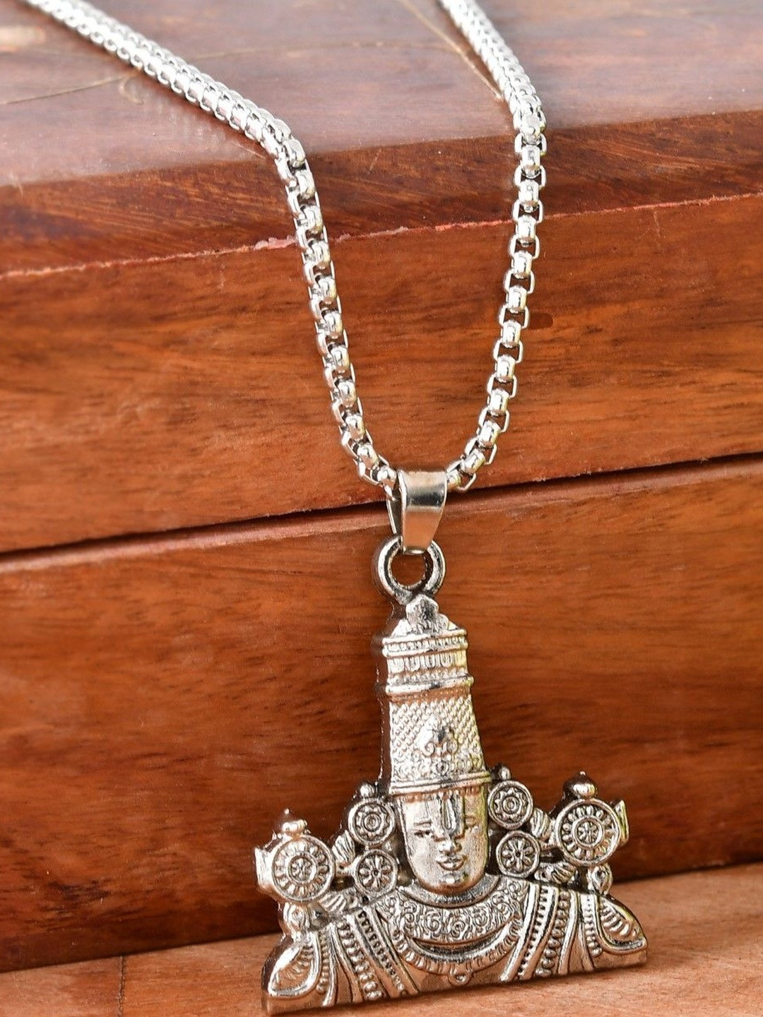 P. R. PRINTS Silver-Plated Lord Balaji Pendants with Chains