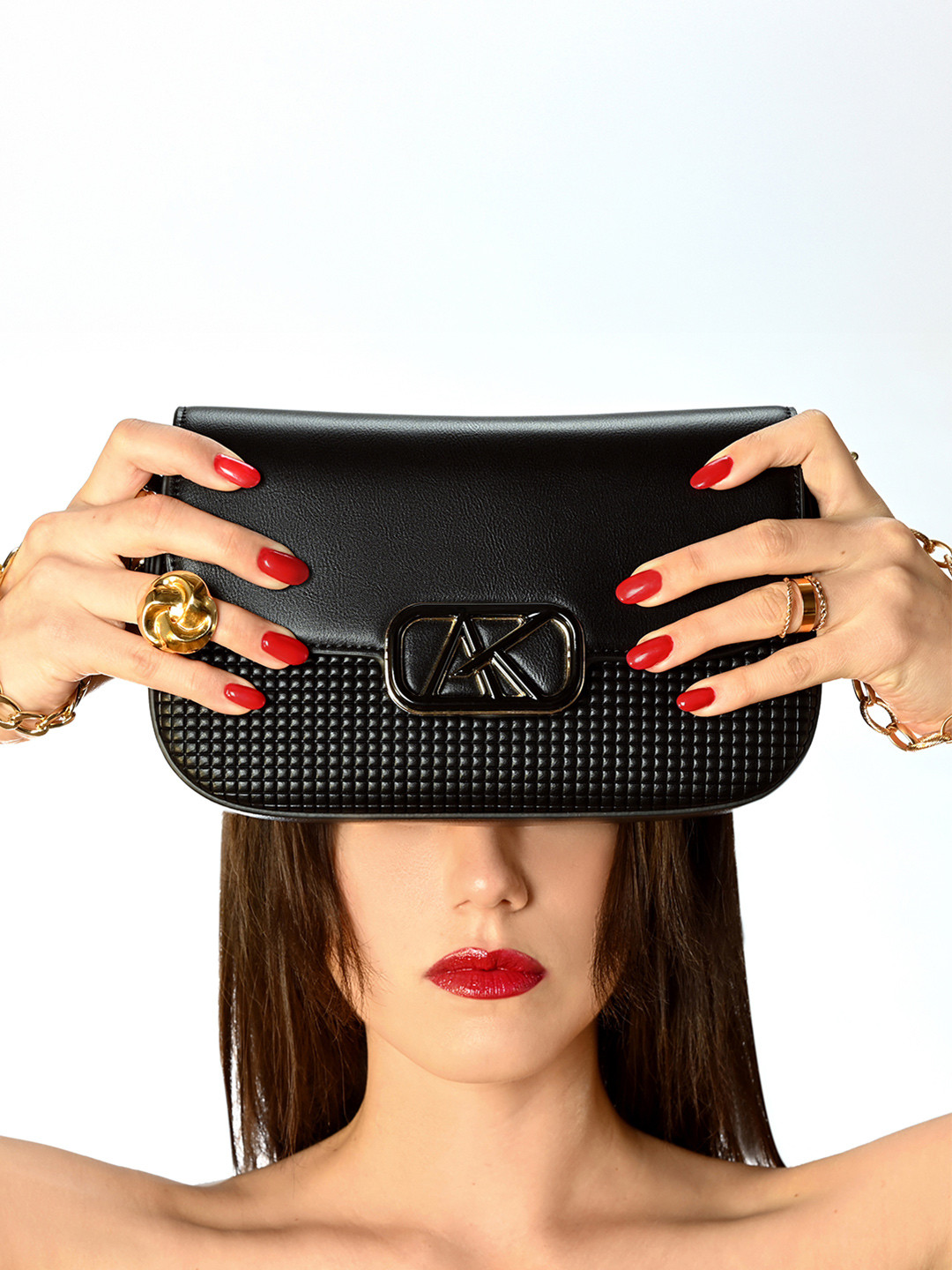 Akiki London Parklane Flap Textured Structured Sling Bag