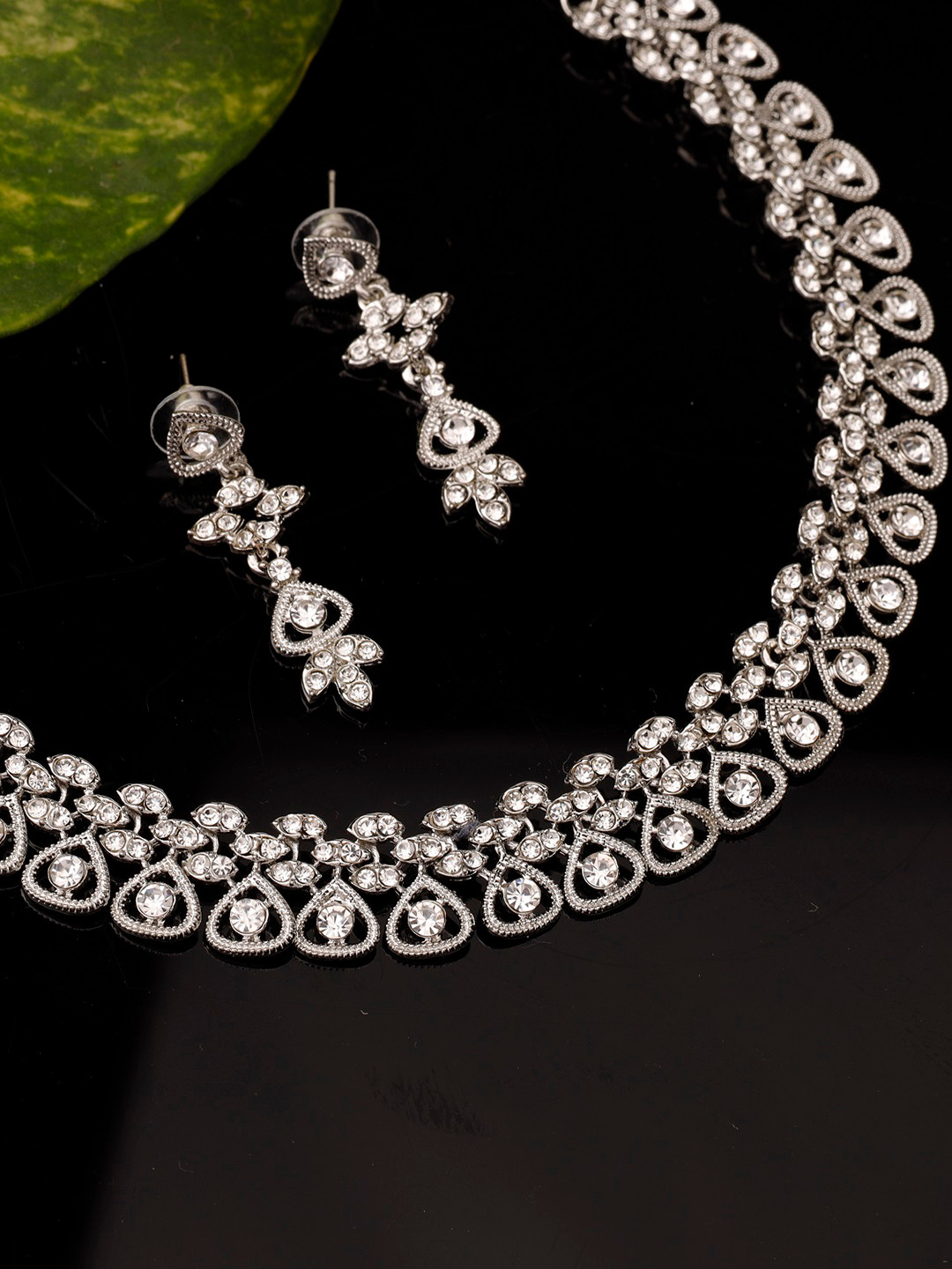 Kord Store American Diamond Rhodium-Plated Jewellery Set