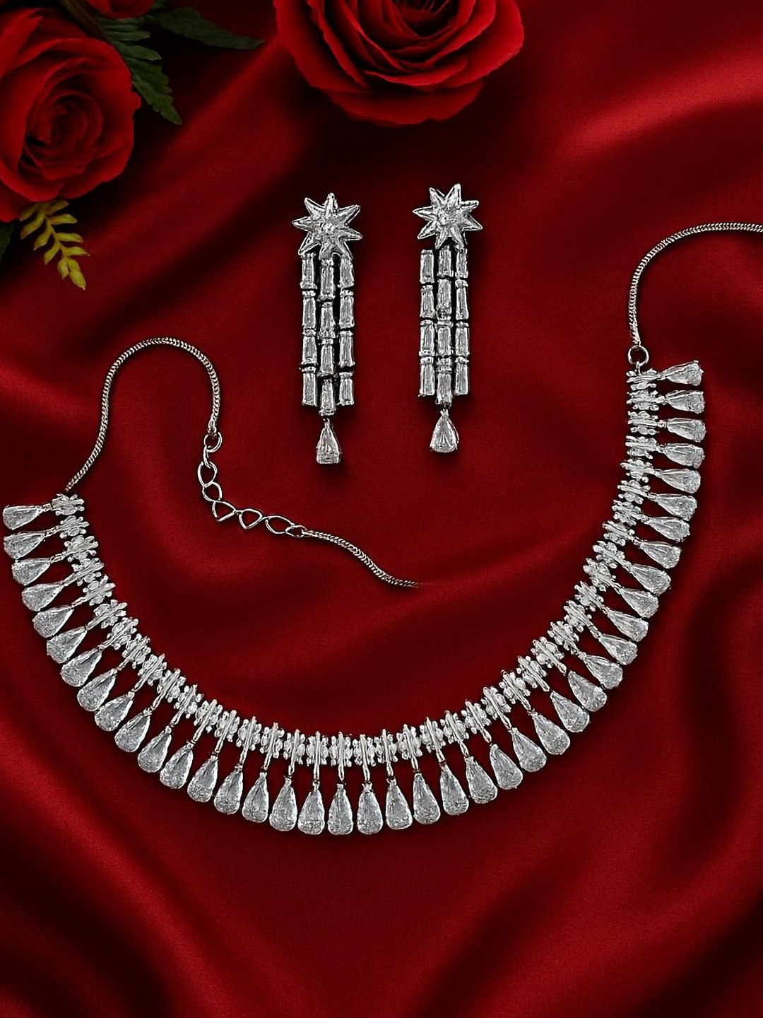 NEW AMBAJI ART JEWELLERY Brass Rhodium-Plated Necklace