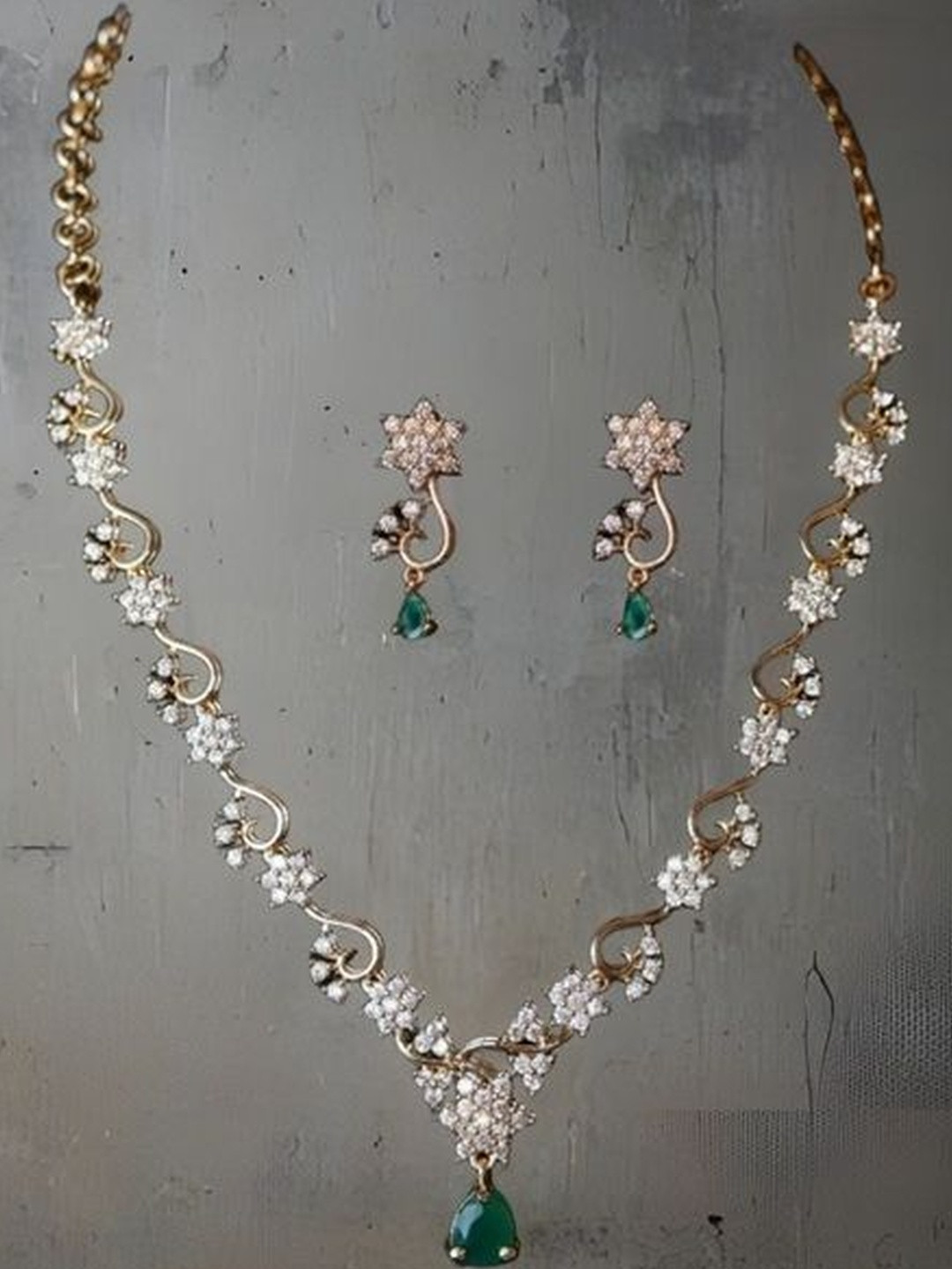 SOLLIGHT Cubic-Zirconia Studded Necklace And Earrings