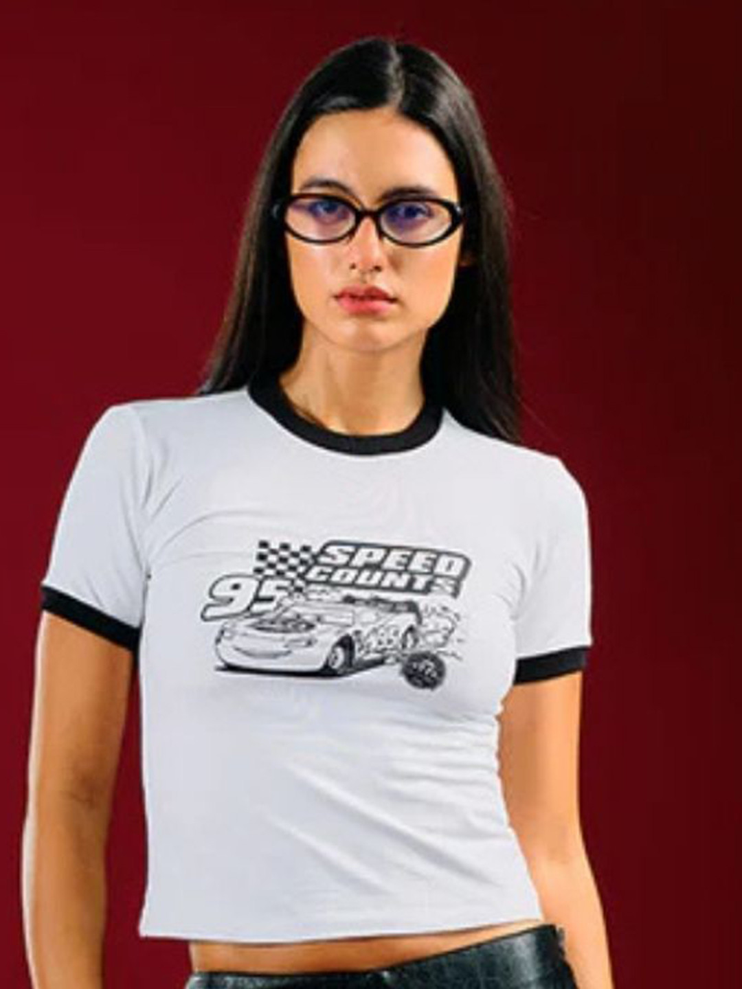 Bonkers Corner Speed Count Black Baby Tee For Women