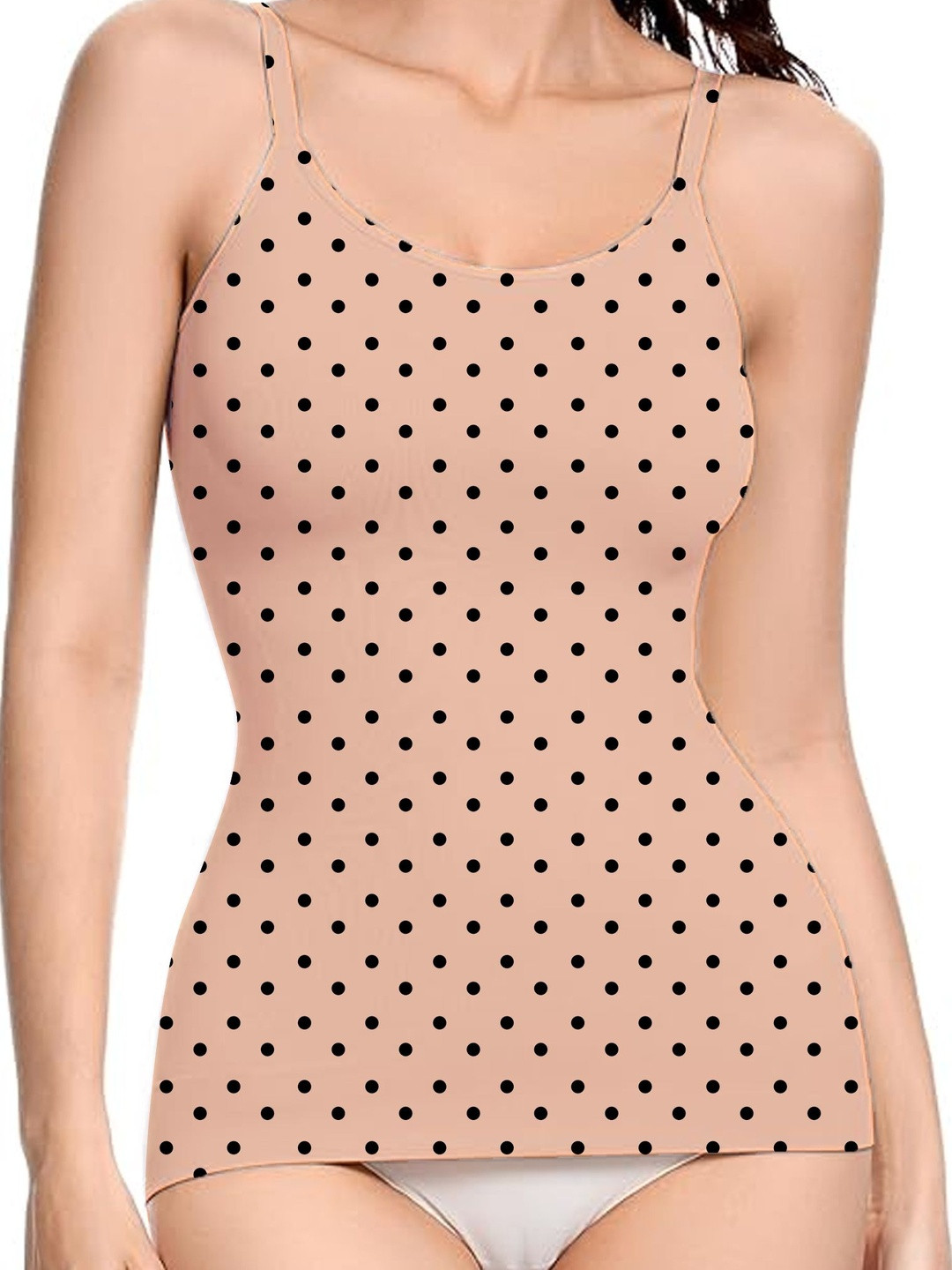 DIAZ Women Shoulder Straps Polka Dot Print Cotton Cami Top