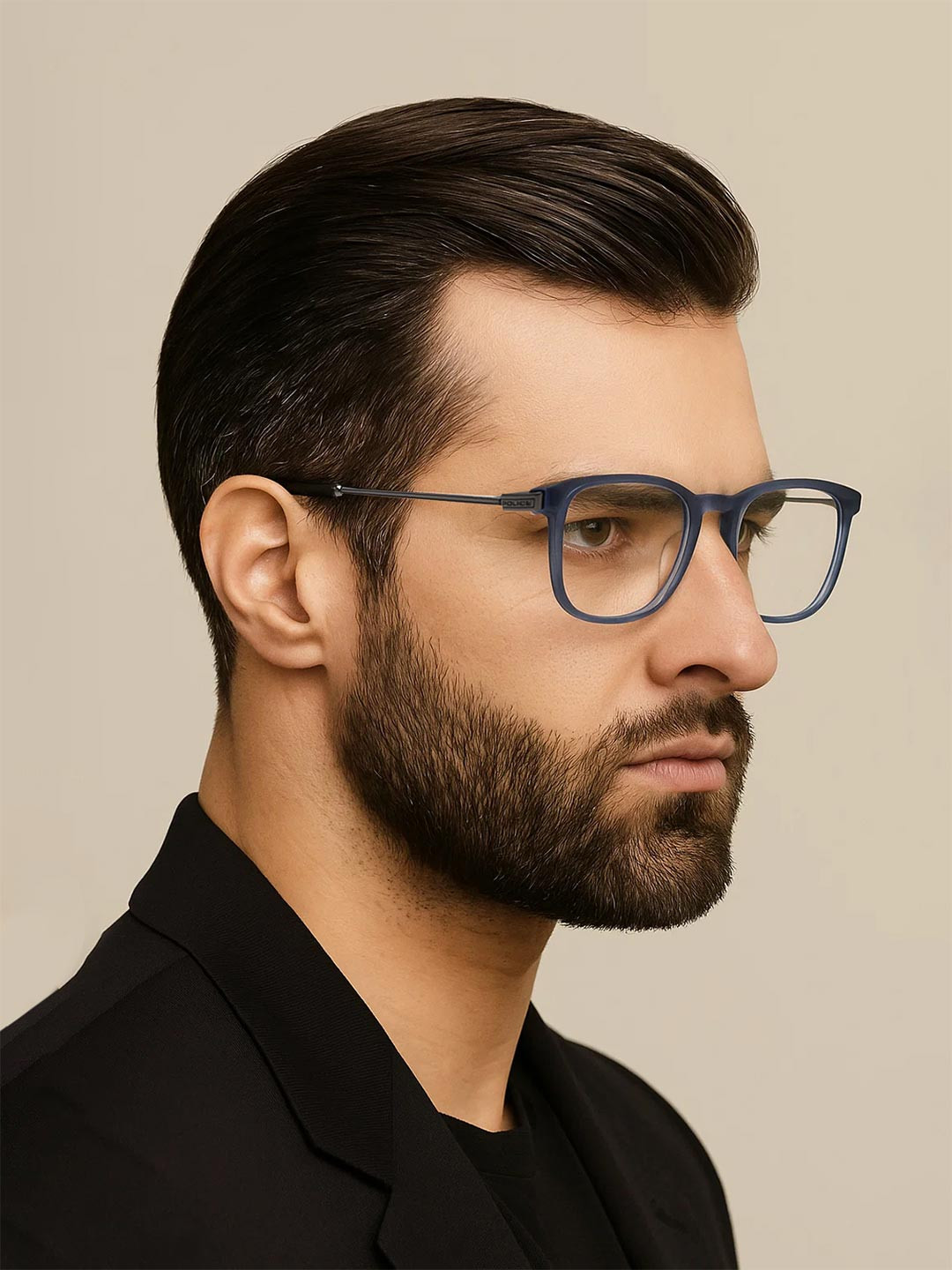 Police Men White & Blue Full Rim Square Frames