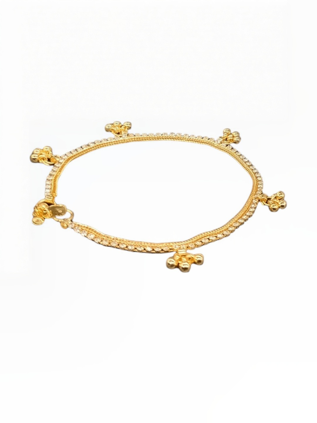 BR Ornaments Alloy Gold-Plated Ghungroo Artificial Stones Anklet